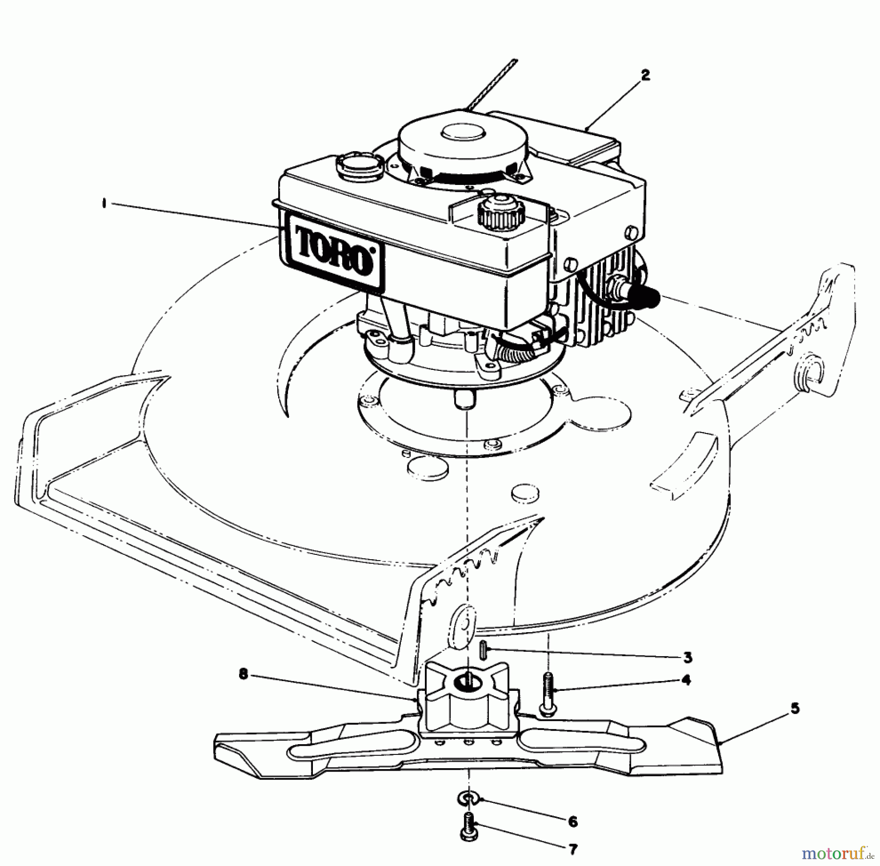  Toro Neu Mowers, Walk-Behind Seite 1 20588 - Toro Lawnmower, 1986 (6000001-6999999) ENGINE ASSEMBLY