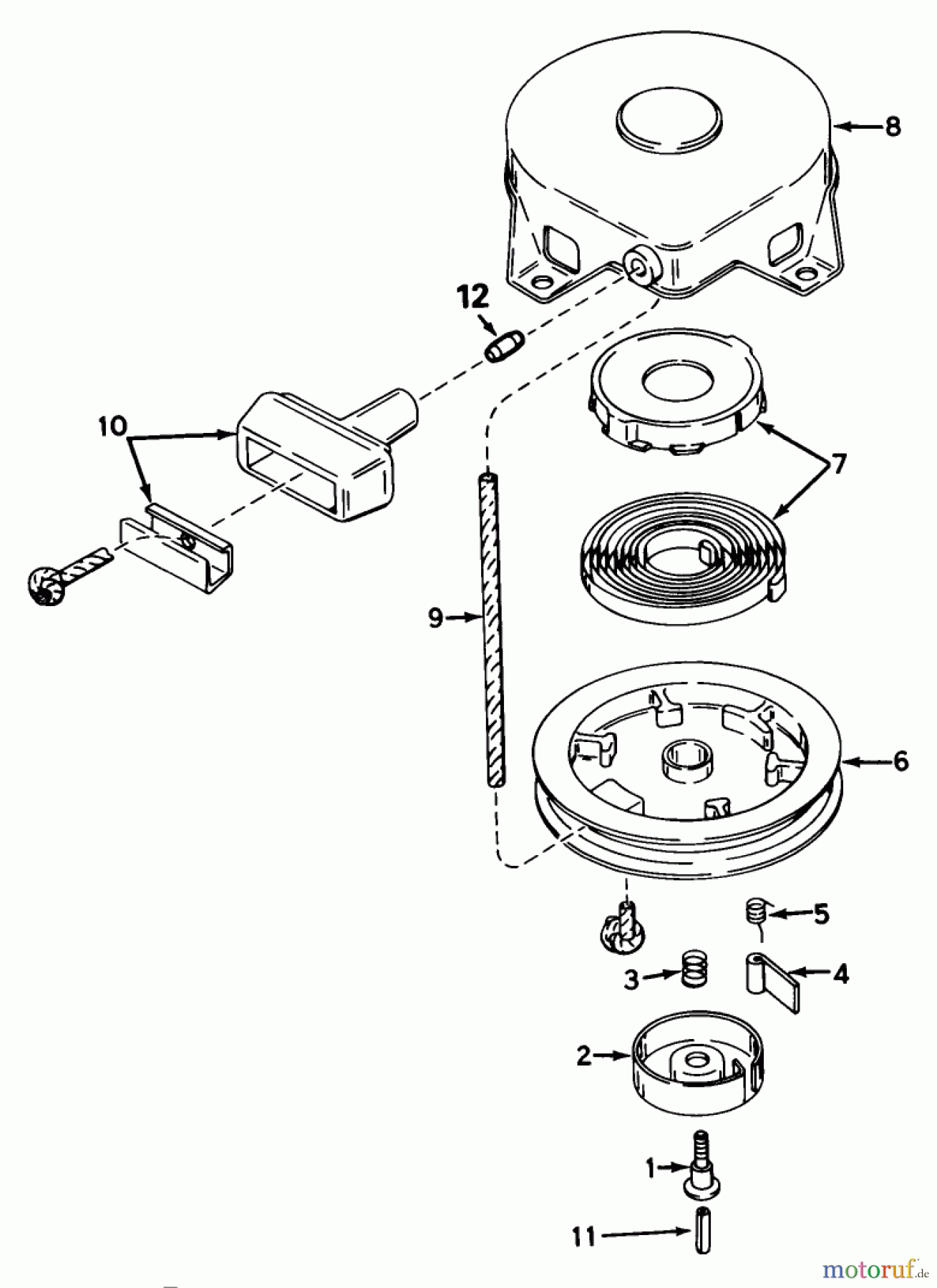 Toro Neu Mowers, Walk-Behind Seite 1 20588 - Toro Lawnmower, 1987 (7000001-7999999) REWIND STARTER NO. 590420A (USED ON UNITS WITH SERIAL NO. 7000001-7004102)