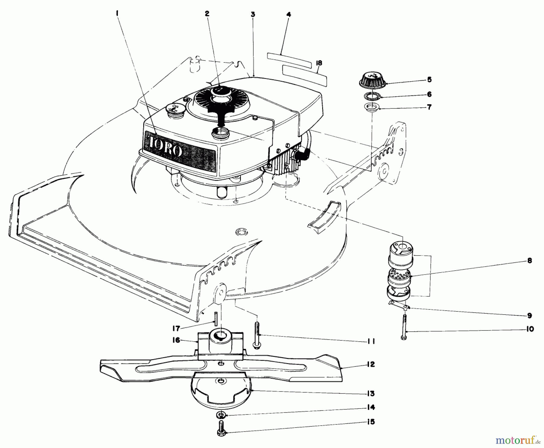  Toro Neu Mowers, Walk-Behind Seite 1 20610 - Toro Lawnmower, 1980 (0000001-0999999) ENGINE ASSEMBLY