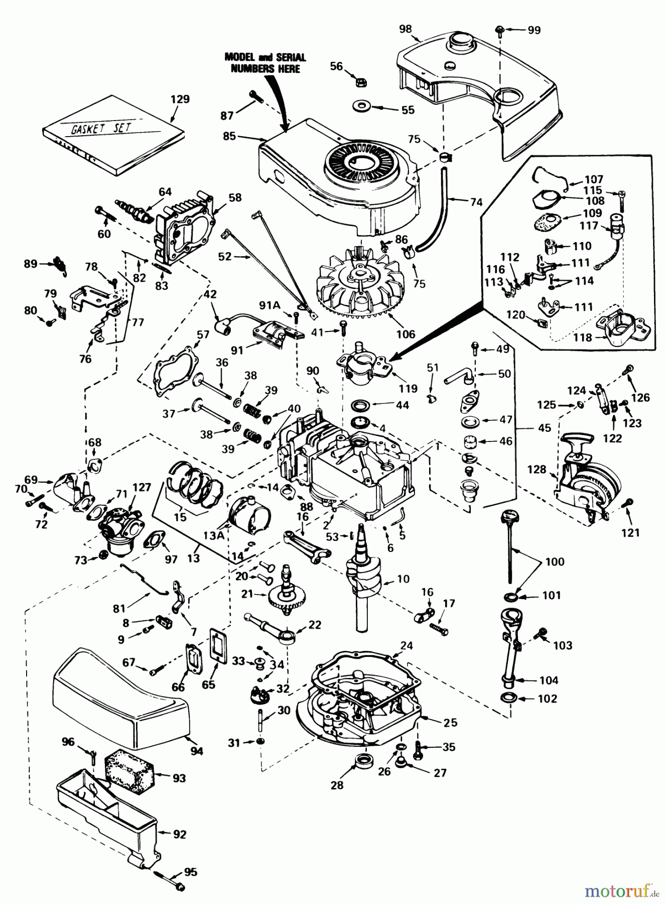  Toro Neu Mowers, Walk-Behind Seite 1 20610 - Toro Lawnmower, 1981 (1000001-1999999) ENGINE TECUMSEH MODEL NO. TNT-100-10063D