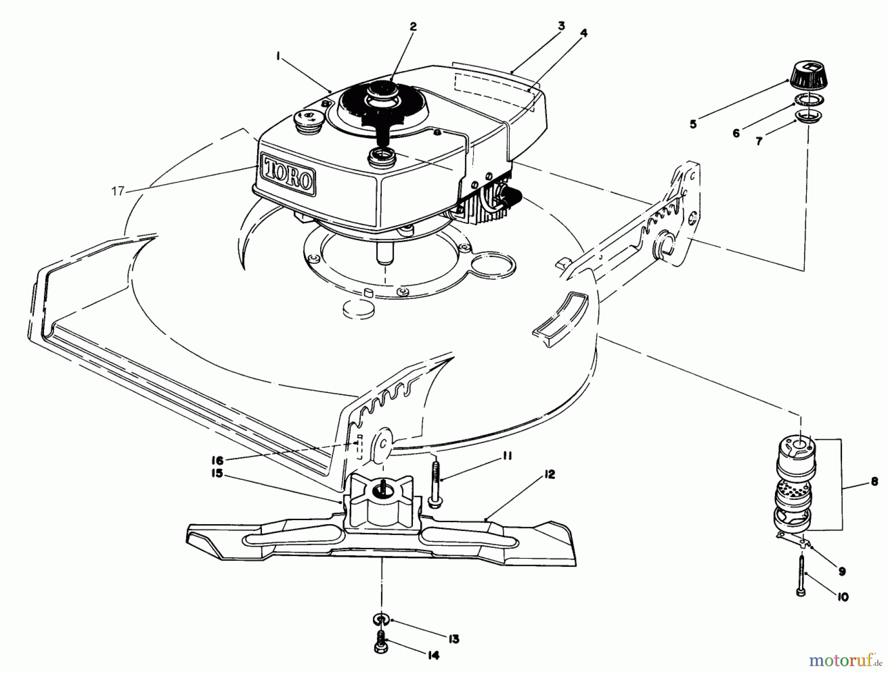  Toro Neu Mowers, Walk-Behind Seite 1 20610C - Toro Lawnmower, 1985 (5000001-5999999) ENGINE ASSEMBLY