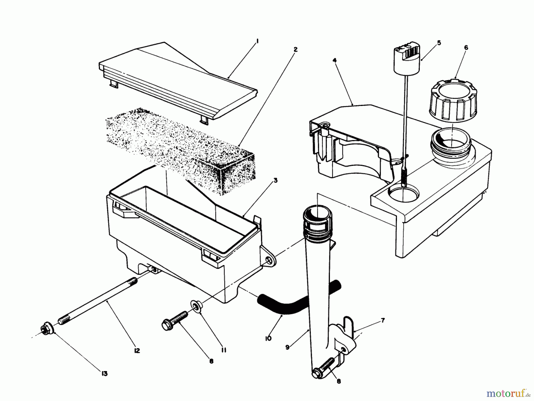  Toro Neu Mowers, Walk-Behind Seite 1 20620C - Toro Lawnmower, 1988 (8000001-8999999) AIR CLEANER & FUEL TANK ASSEMBLY (MODEL NO. VMH7)
