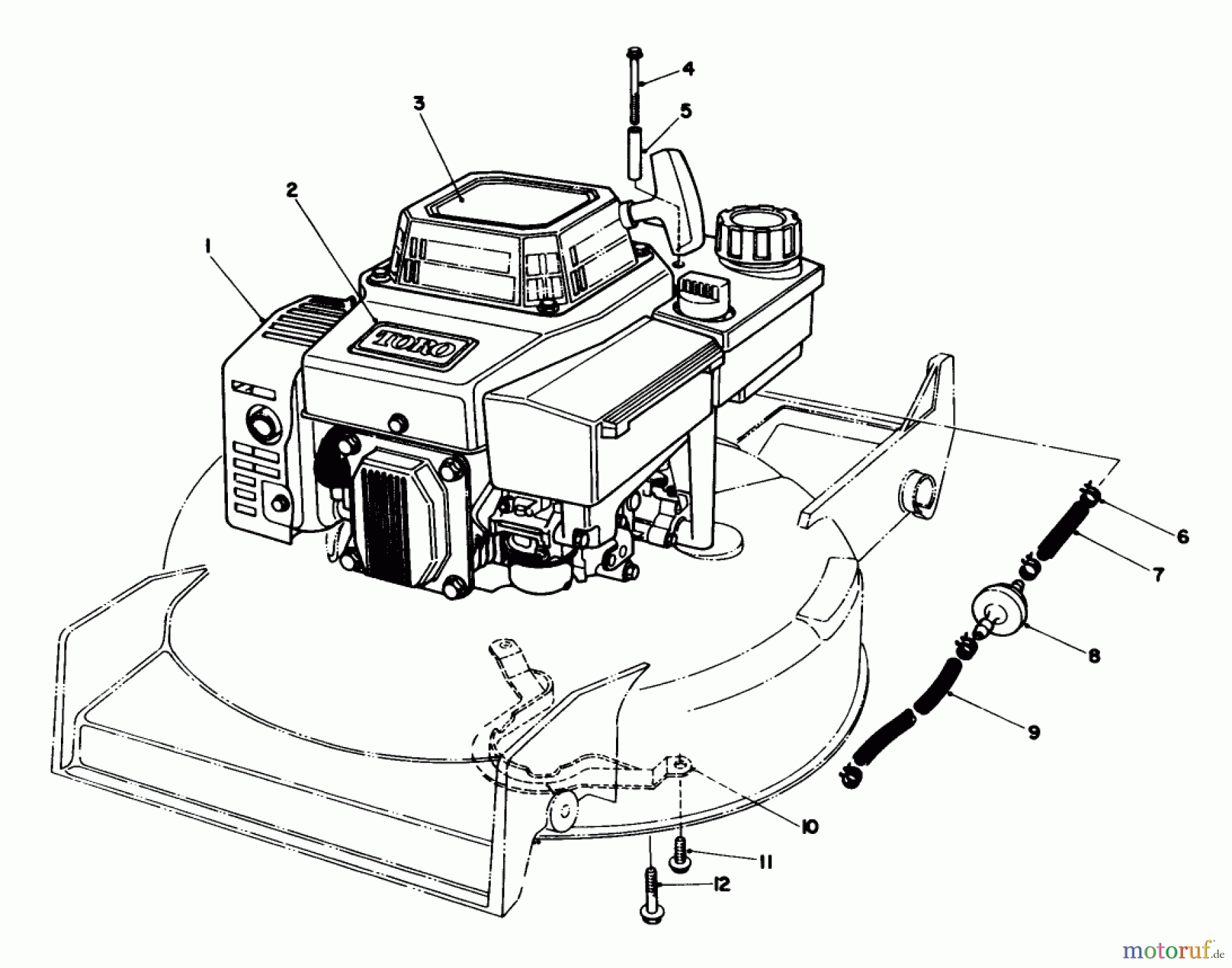  Toro Neu Mowers, Walk-Behind Seite 1 20622 - Toro Lawnmower, 1987 (7000001-7999999) ENGINE ASSEMBLY (MODEL NO. VMF5) (SERIAL NO. 7000001-7007080)