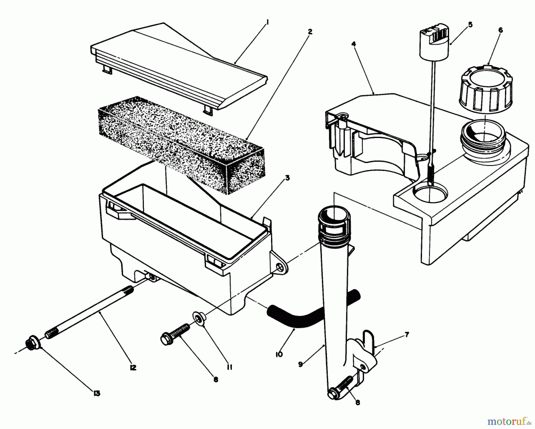  Toro Neu Mowers, Walk-Behind Seite 1 20622 - Toro Lawnmower, 1988 (8000001-8999999) AIR CLEANER & FUEL TANK ASSEMBLY (MODEL NO. VMH7)