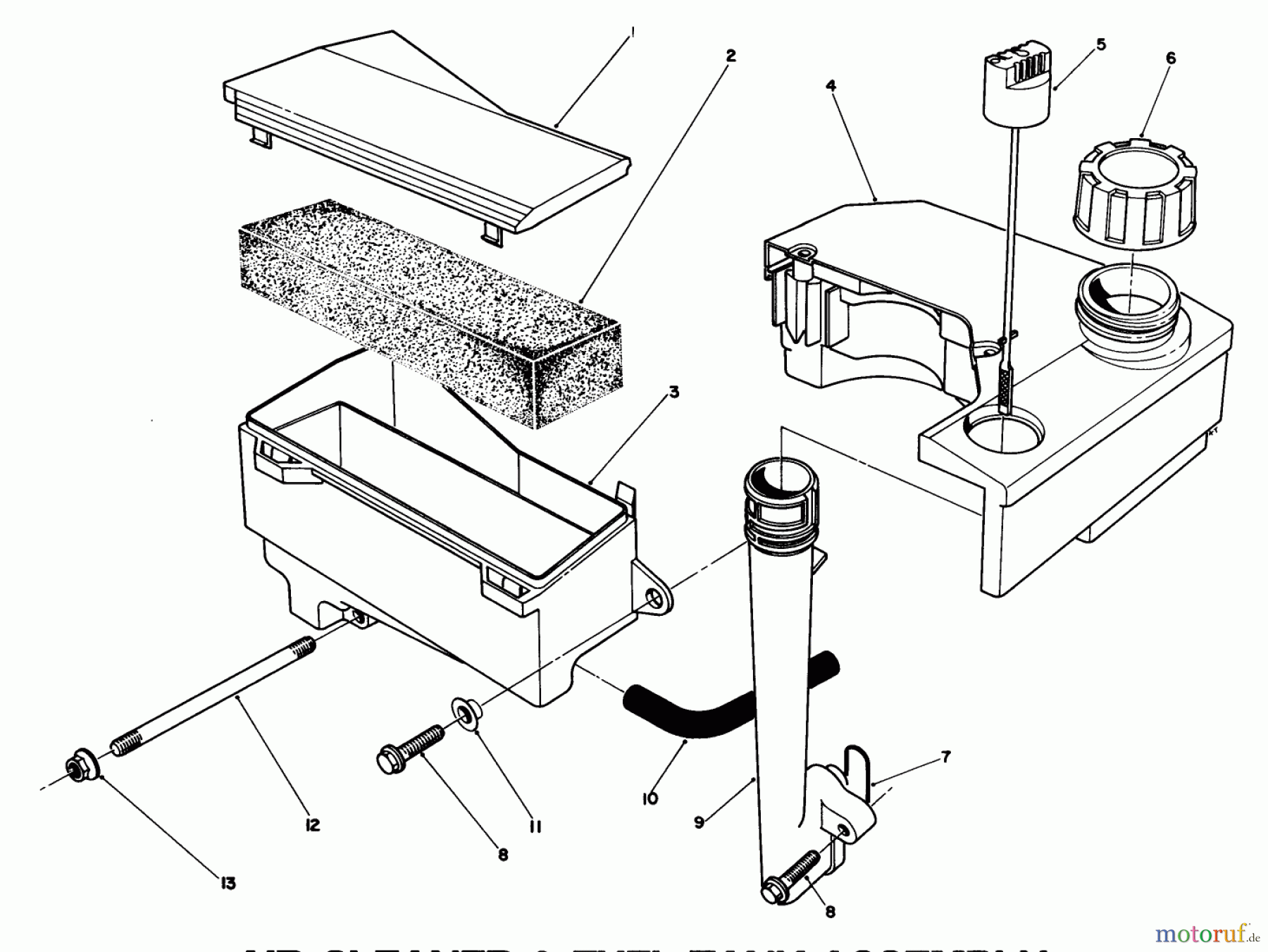  Toro Neu Mowers, Walk-Behind Seite 1 20622 - Toro Lawnmower, 1990 (0000001-0003101) AIR CLEANER & FUEL TANK ASSEMBLY (MODEL NO. VMJ8)