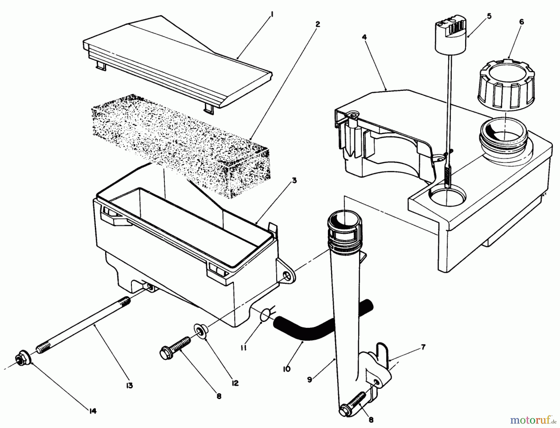  Toro Neu Mowers, Walk-Behind Seite 1 20622C - Toro Lawnmower, 1987 (7000001-7999999) AIR CLEANER & FUEL TANK ASSEMBLY (MODEL NO. VMG6)