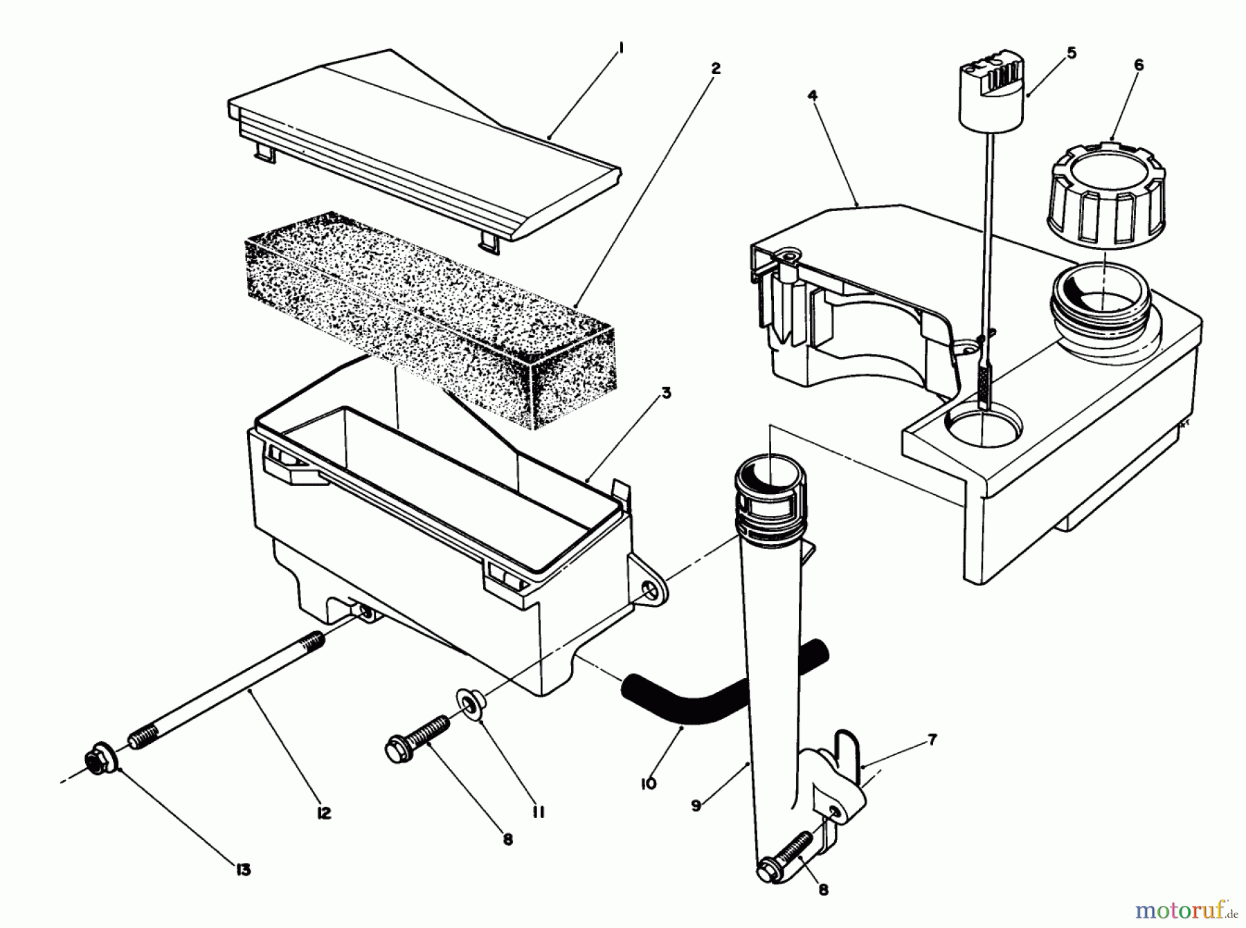  Toro Neu Mowers, Walk-Behind Seite 1 20622C - Toro Lawnmower, 1988 (8000001-8999999) AIR CLEANER & FUEL TANK ASSEMBLY (MODEL NO. VMH7)