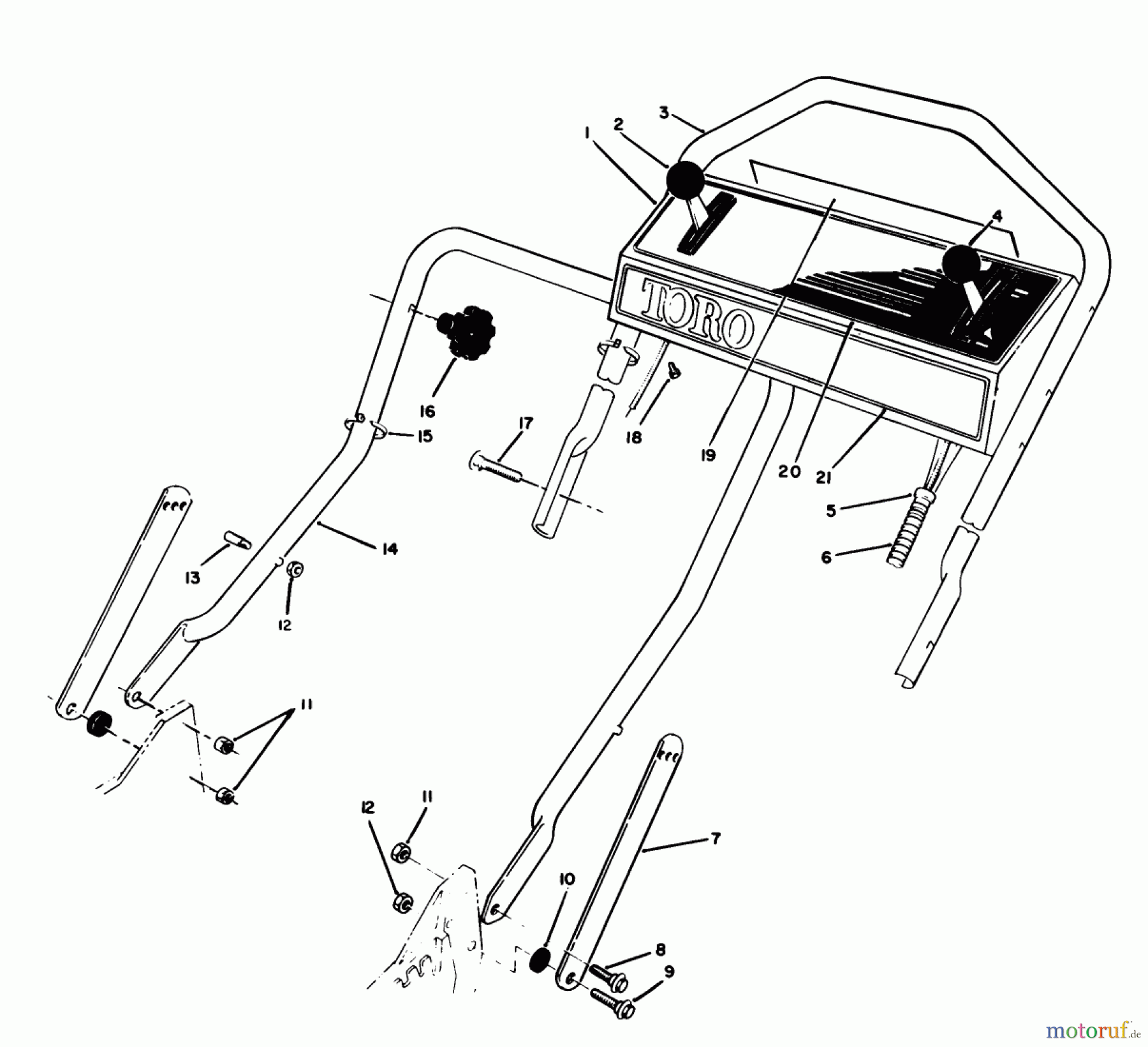  Toro Neu Mowers, Walk-Behind Seite 1 20622C - Toro Lawnmower, 1988 (8000001-8999999) HANDLE ASSEMBLY
