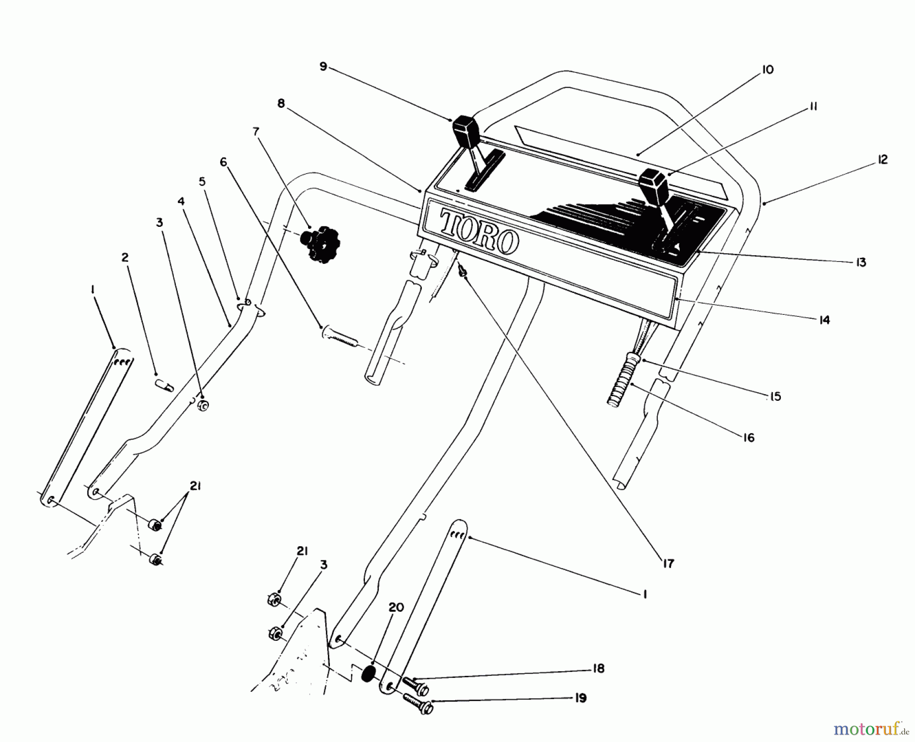  Toro Neu Mowers, Walk-Behind Seite 1 20622C - Toro Lawnmower, 1989 (9000001-9999999) HANDLE ASSEMBLY