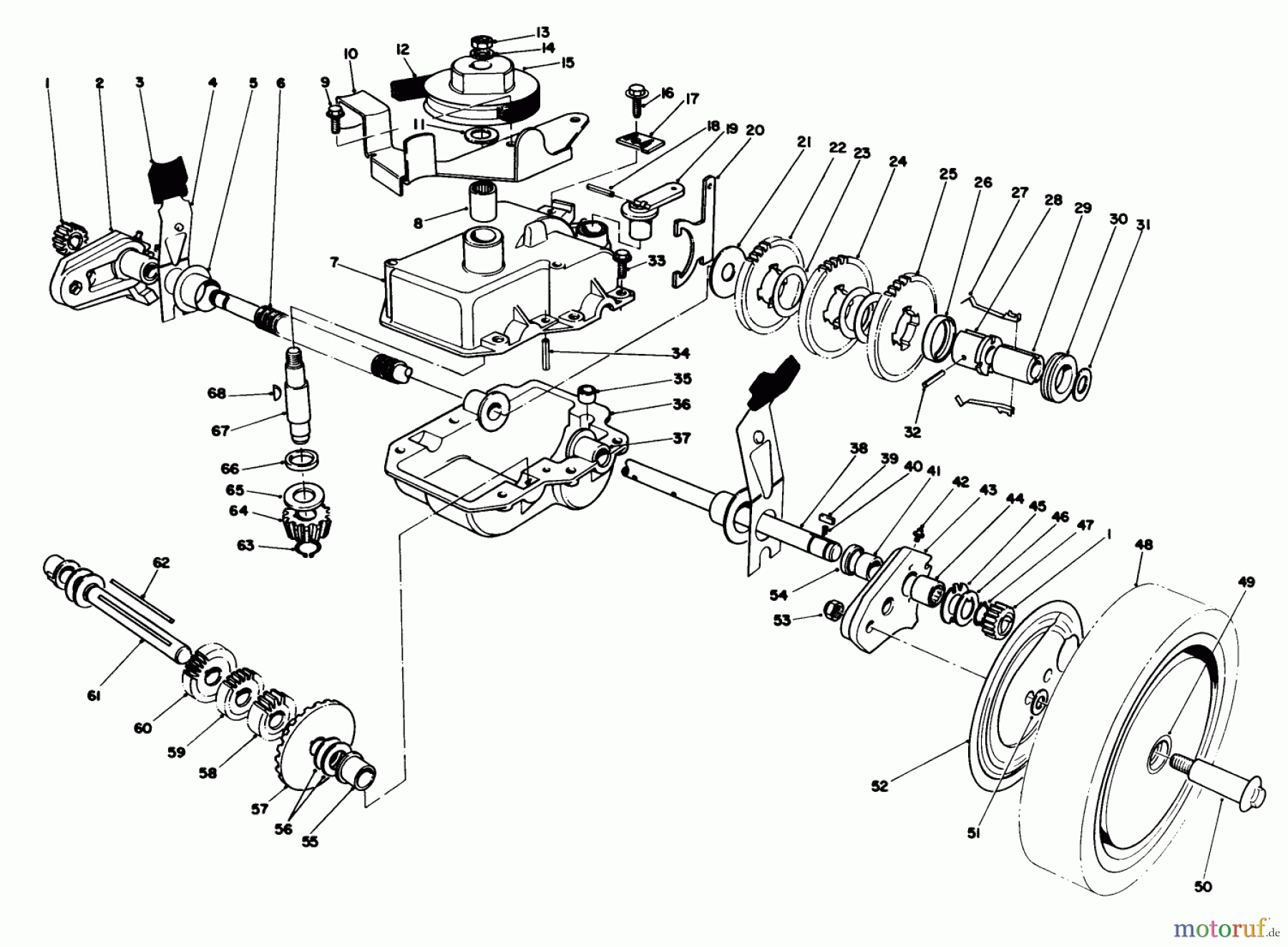  Toro Neu Mowers, Walk-Behind Seite 1 20624 - Toro Lawnmower, 1986 (6000001-6999999) GEAR CASE ASSEMBLY