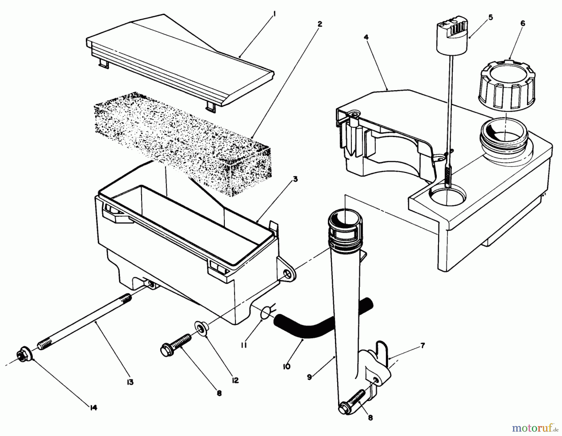  Toro Neu Mowers, Walk-Behind Seite 1 20624 - Toro Lawnmower, 1987 (7000001-7999999) AIR CLEANER & FUEL TANK ASSEMBLY (MODEL NO. VMF5 & VMG6)
