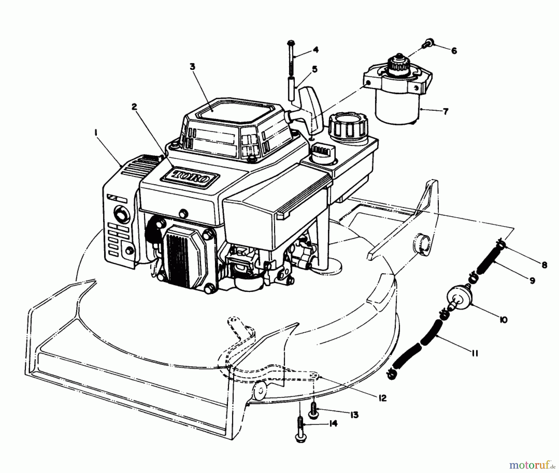  Toro Neu Mowers, Walk-Behind Seite 1 20624 - Toro Lawnmower, 1988 (8000001-8999999) ENGINE ASSEMBLY