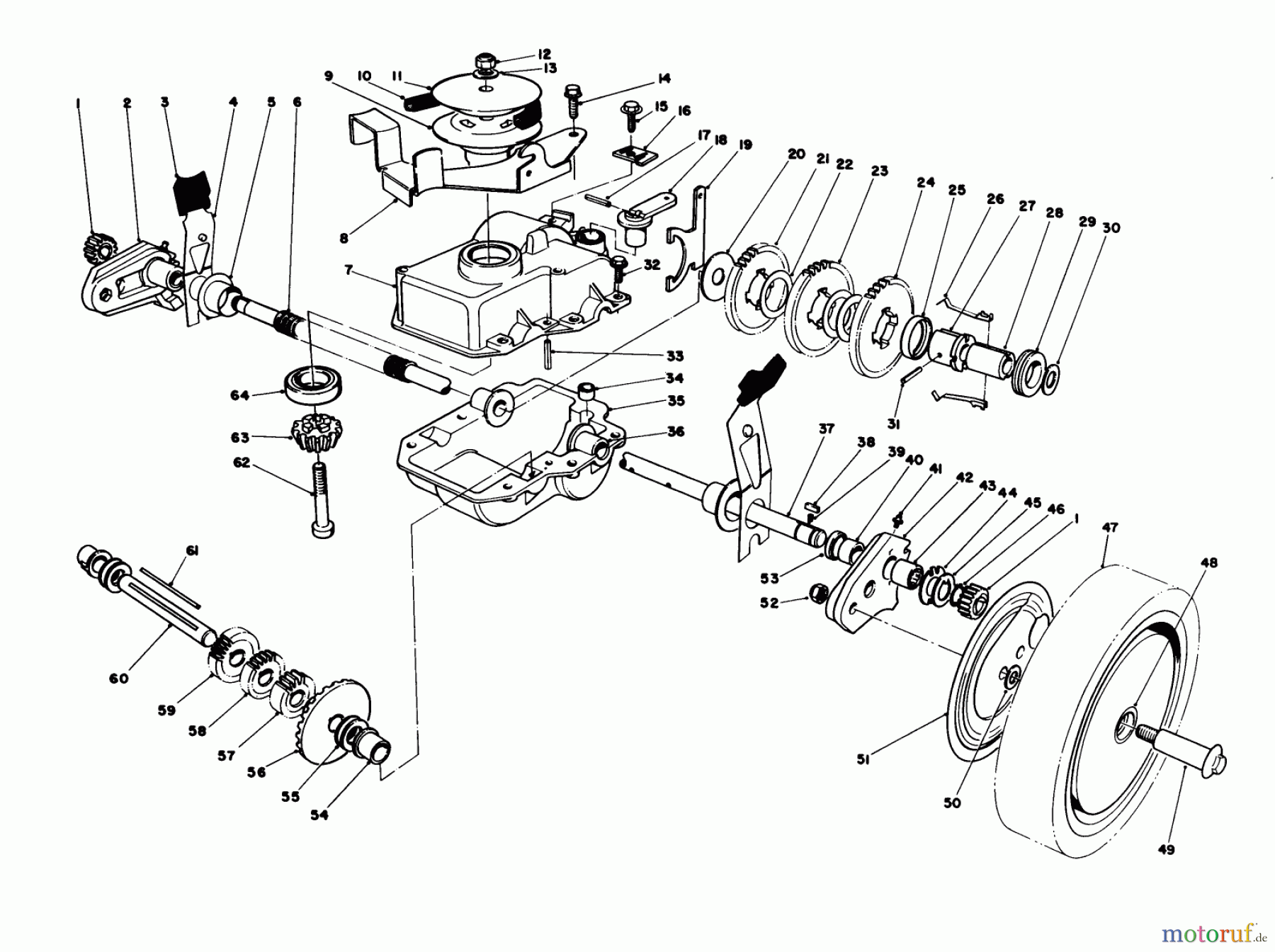  Toro Neu Mowers, Walk-Behind Seite 1 20627C - Toro Lawnmower, 1986 (6000001-6999999) GEAR CASE ASSEMBLY (MACHINE SERIAL NO. 6900001 THRU 6902500)