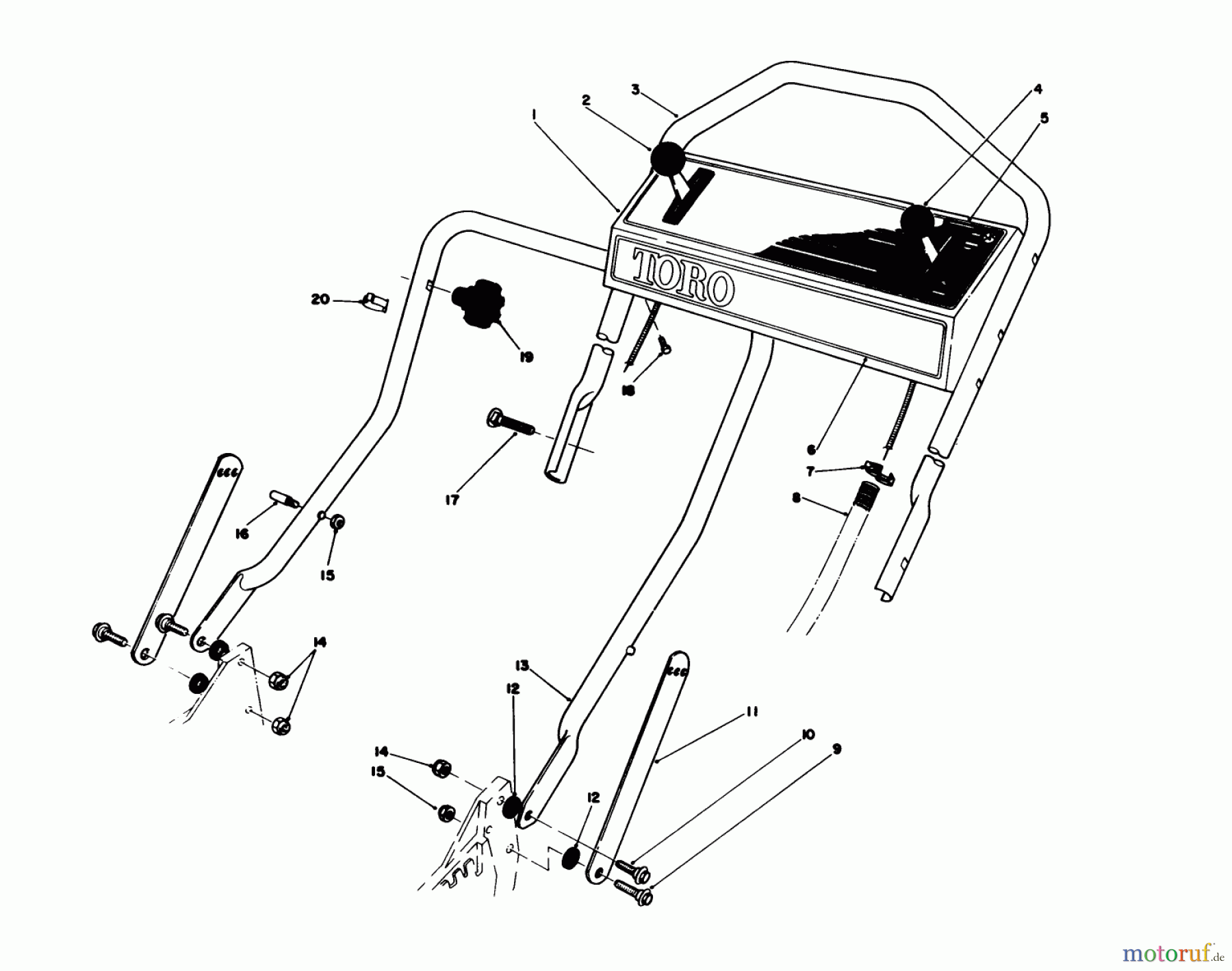  Toro Neu Mowers, Walk-Behind Seite 1 20627C - Toro Lawnmower, 1986 (6000001-6999999) HANDLE ASSEMBLY