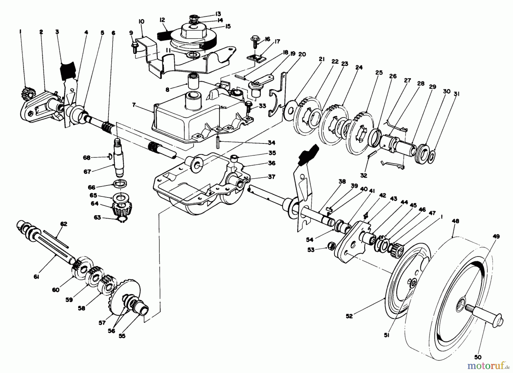  Toro Neu Mowers, Walk-Behind Seite 1 20629C - Toro Lawnmower, 1986 (6000001-6999999) GEAR CASE ASSEMBLY