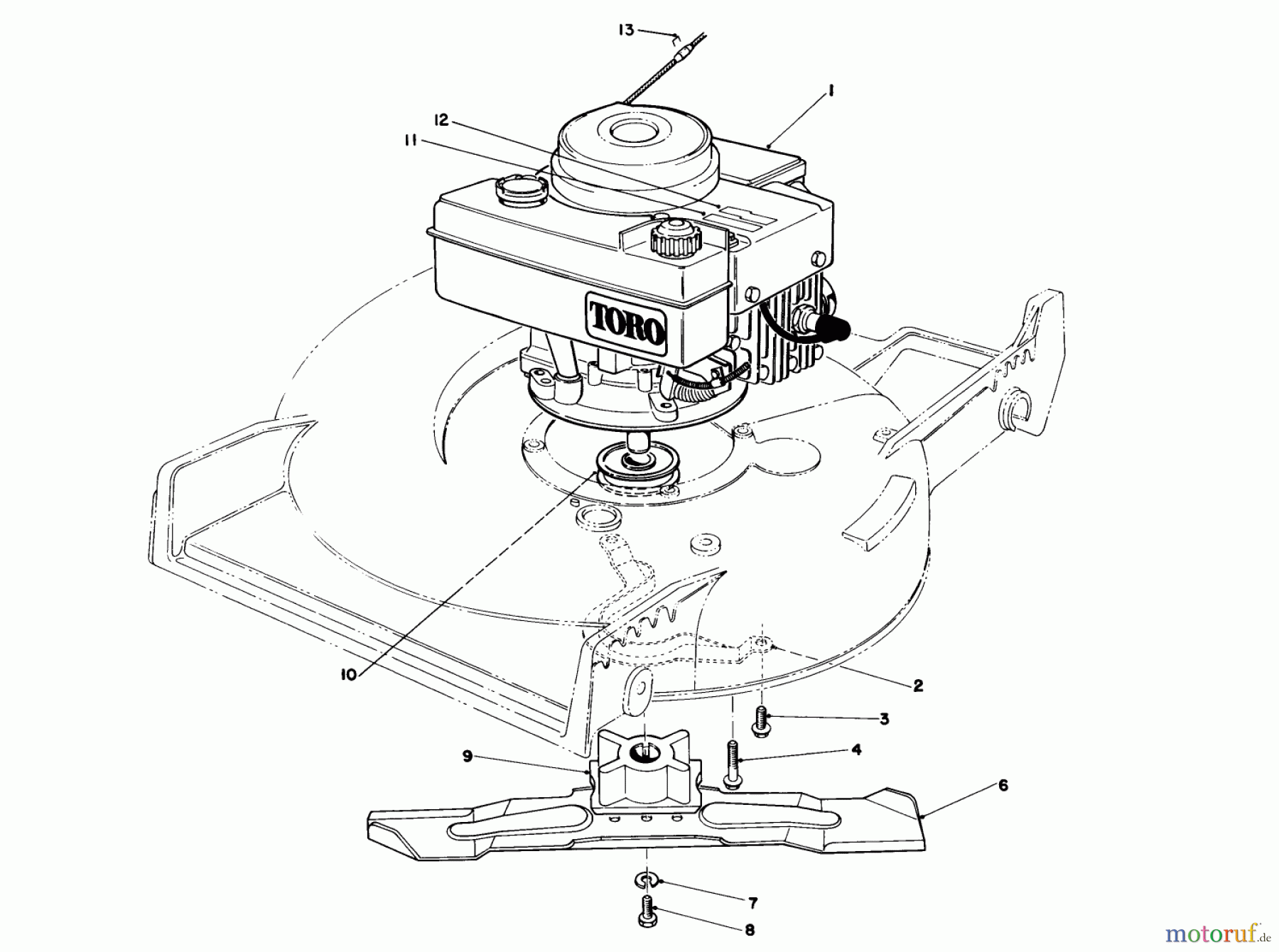  Toro Neu Mowers, Walk-Behind Seite 1 20631 - Toro Lawnmower, 1988 (8000001-8999999) ENGINE ASSEMBLY