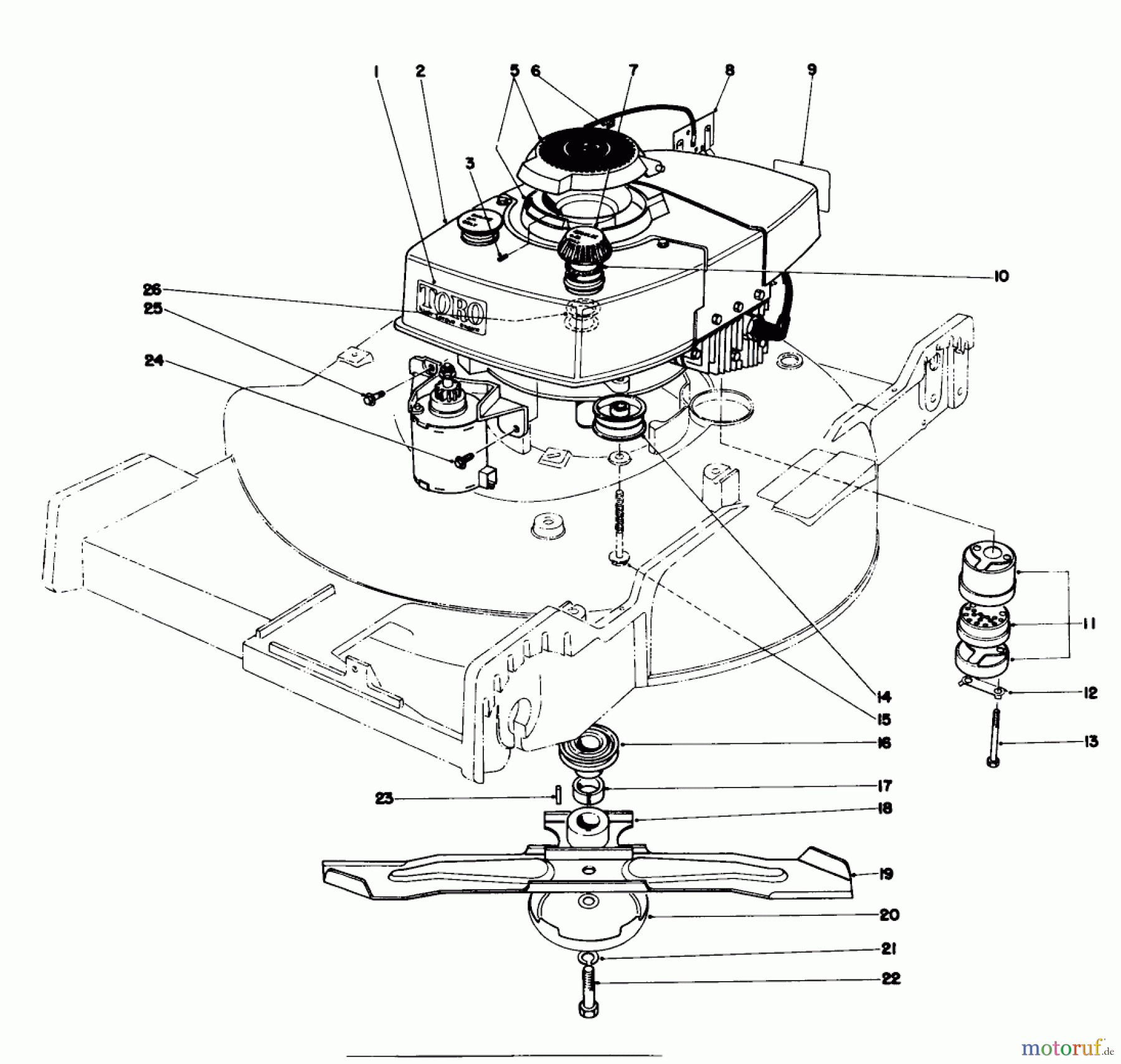  Toro Neu Mowers, Walk-Behind Seite 1 20660 - Toro Lawnmower, 1975 (5000001-5999999) ENGINE ASSEMBLY