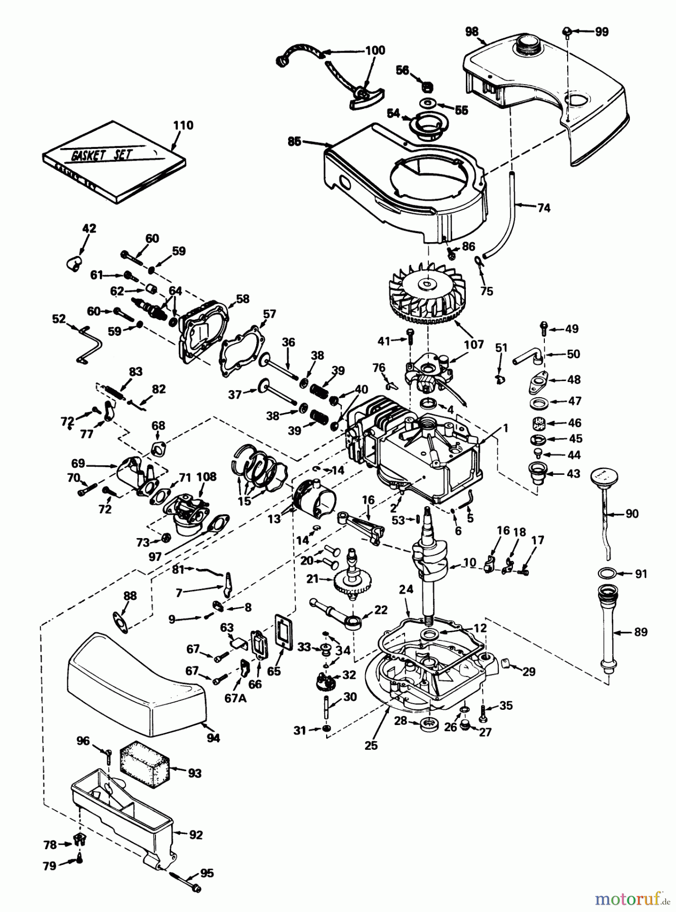  Toro Neu Mowers, Walk-Behind Seite 1 20660 - Toro Lawnmower, 1975 (5000001-5999999) ENGINE TECUMSEH MODEL NO. TNT 120-12001