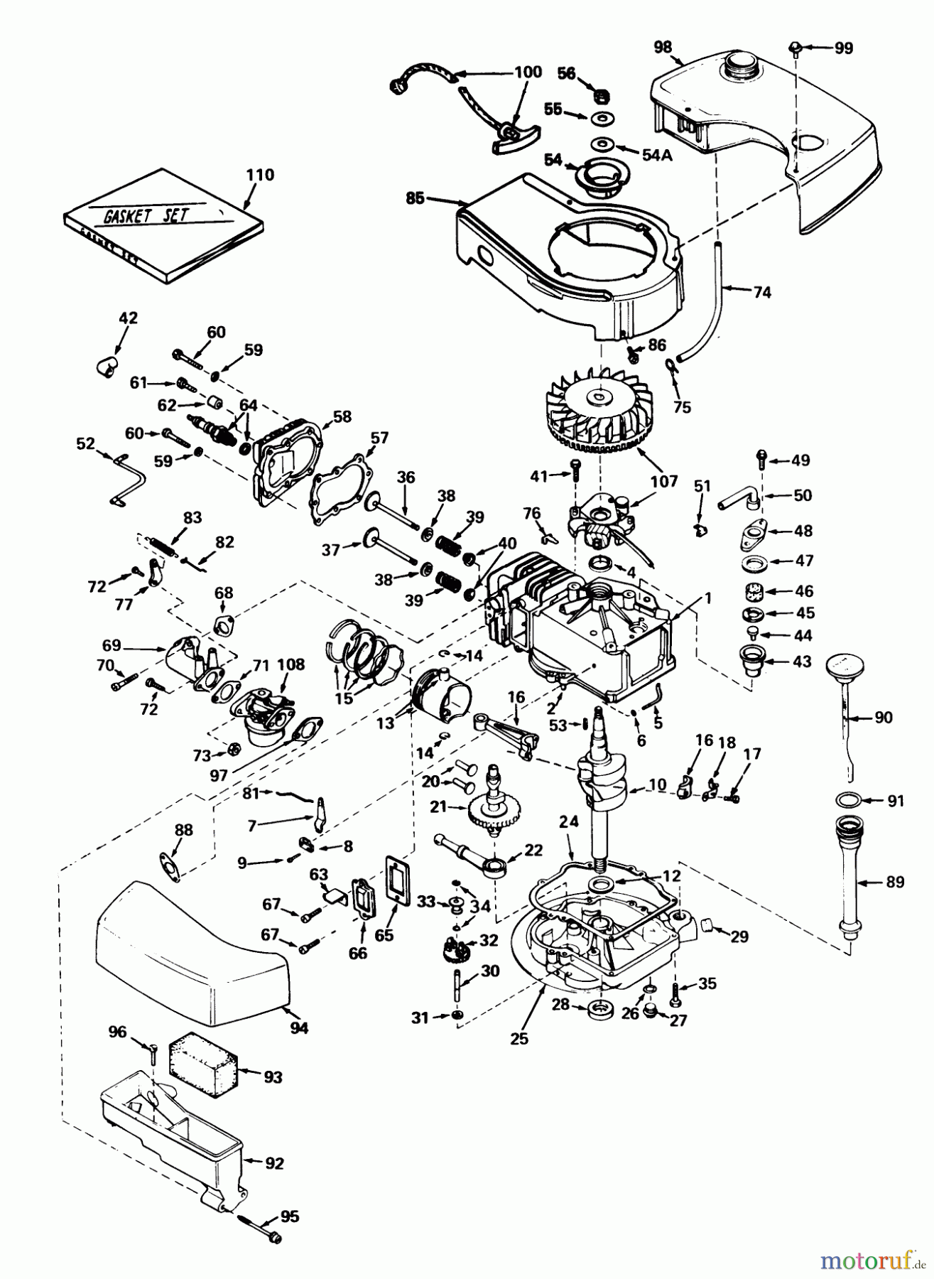  Toro Neu Mowers, Walk-Behind Seite 1 20660 - Toro Lawnmower, 1975 (5000001-5999999) ENGINE TECUMSEH MODEL NO. TNT 120-12004