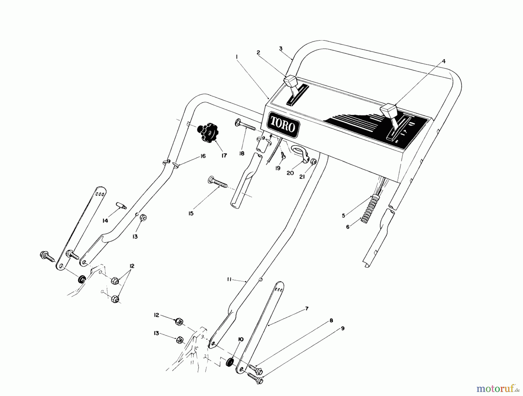  Toro Neu Mowers, Walk-Behind Seite 1 20666 - Toro Lawnmower, 1990 (0000001-0999999) HANDLE ASSEMBLY