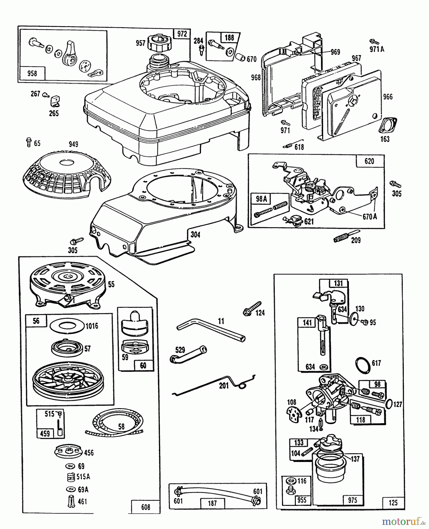  Toro Neu Mowers, Walk-Behind Seite 1 20667 - Toro Lawnmower, 1990 (0000001-0999999) ENGINE MODEL NO. 124702-0137-01