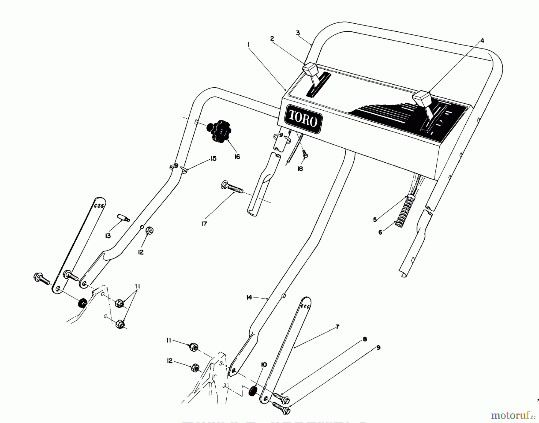 Toro Neu Mowers, Walk-Behind Seite 1 20667 - Toro Lawnmower, 1990 (0000001-0999999) HANDLE ASSEMBLY