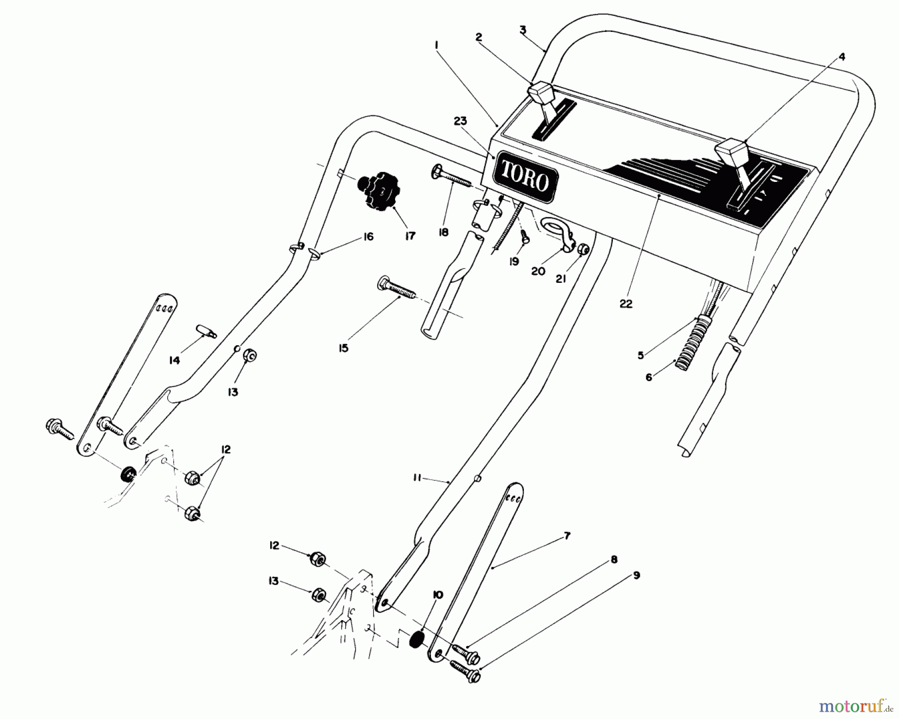  Toro Neu Mowers, Walk-Behind Seite 1 20668 - Toro Lawnmower, 1990 (0000001-0999999) HANDLE ASSEMBLY