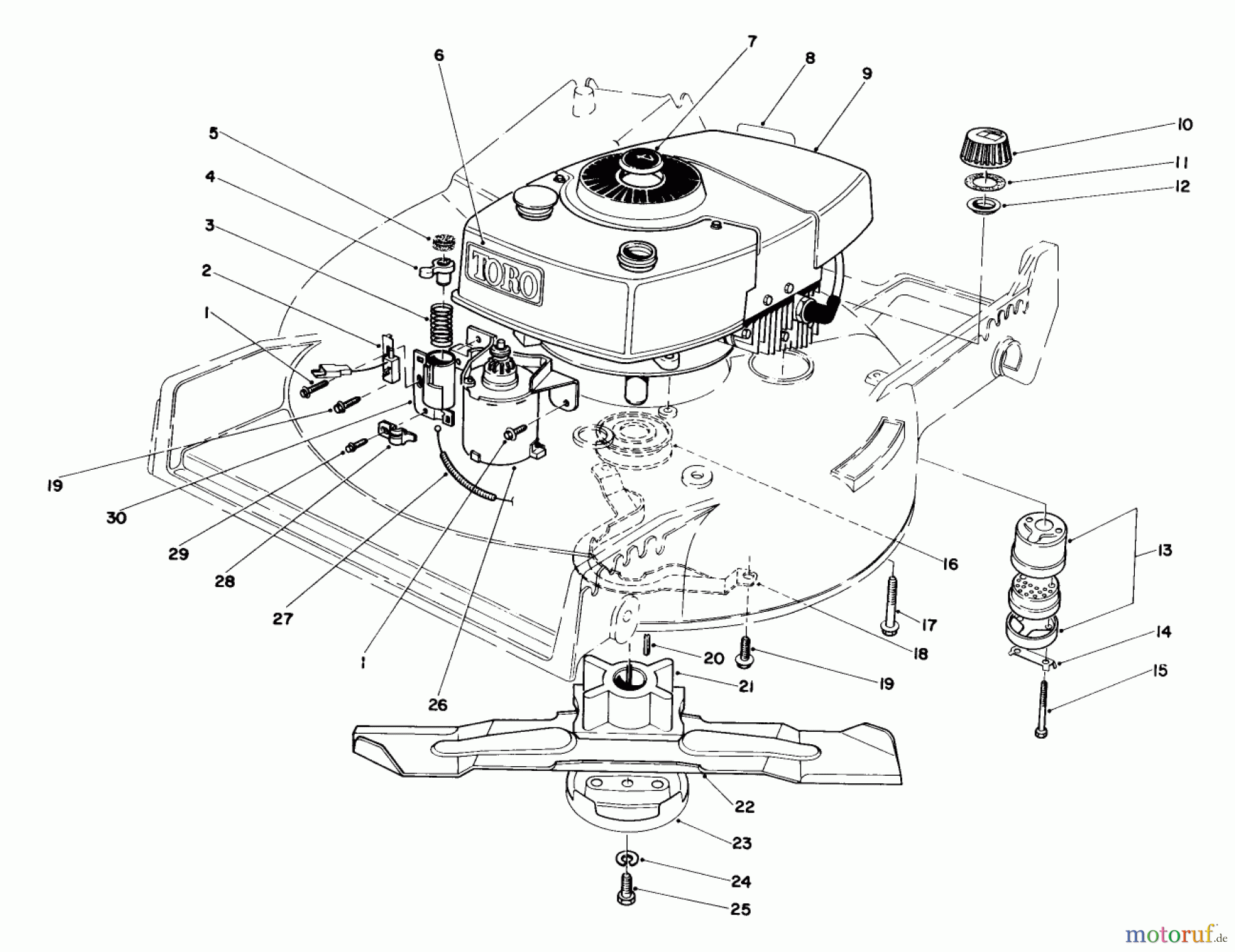  Toro Neu Mowers, Walk-Behind Seite 1 20671 - Toro Lawnmower, 1983 (3000001-3999999) ENGINE ASSEMBLY