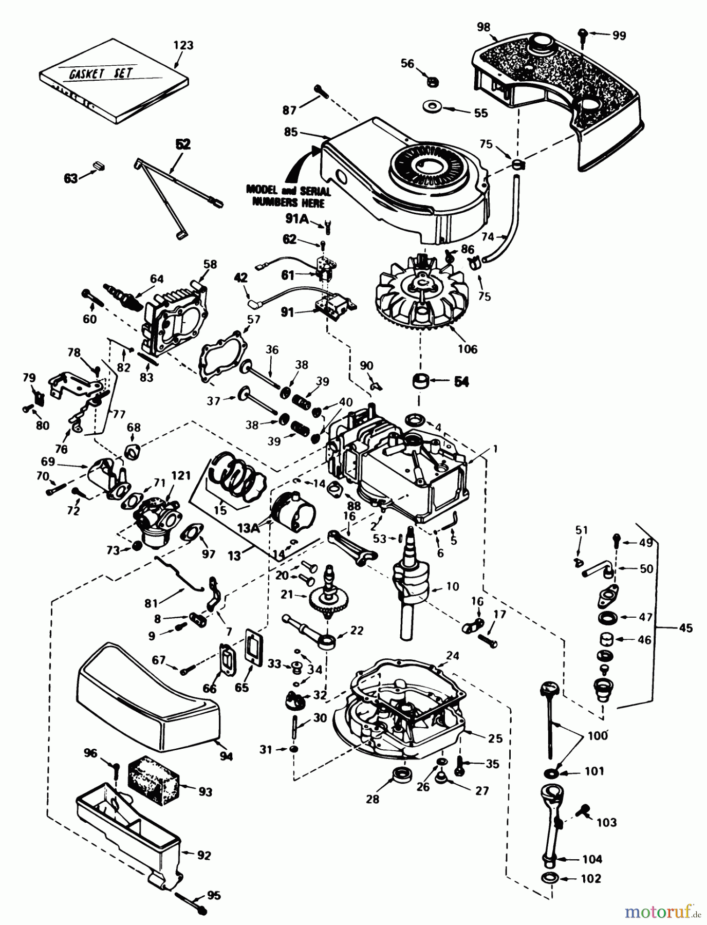  Toro Neu Mowers, Walk-Behind Seite 1 20671 - Toro Lawnmower, 1983 (3000001-3999999) ENGINE TECUMSEH MODEL NO. TNT 100-10084E