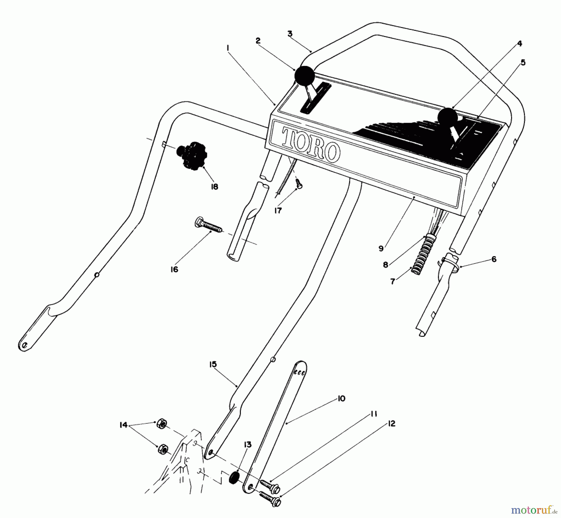 Toro Neu Mowers, Walk-Behind Seite 1 20672 - Toro Lawnmower, 1983 (3000001-3999999) HANDLE ASSEMBLY