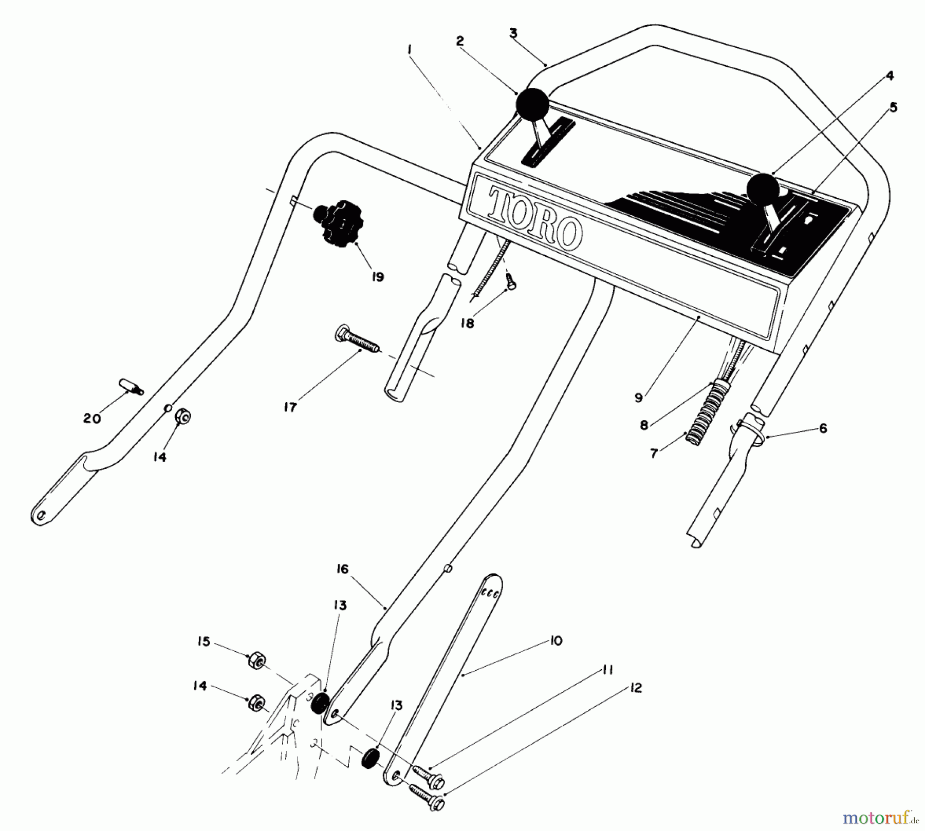  Toro Neu Mowers, Walk-Behind Seite 1 20672 - Toro Lawnmower, 1984 (4000001-4999999) HANDLE ASSEMBLY