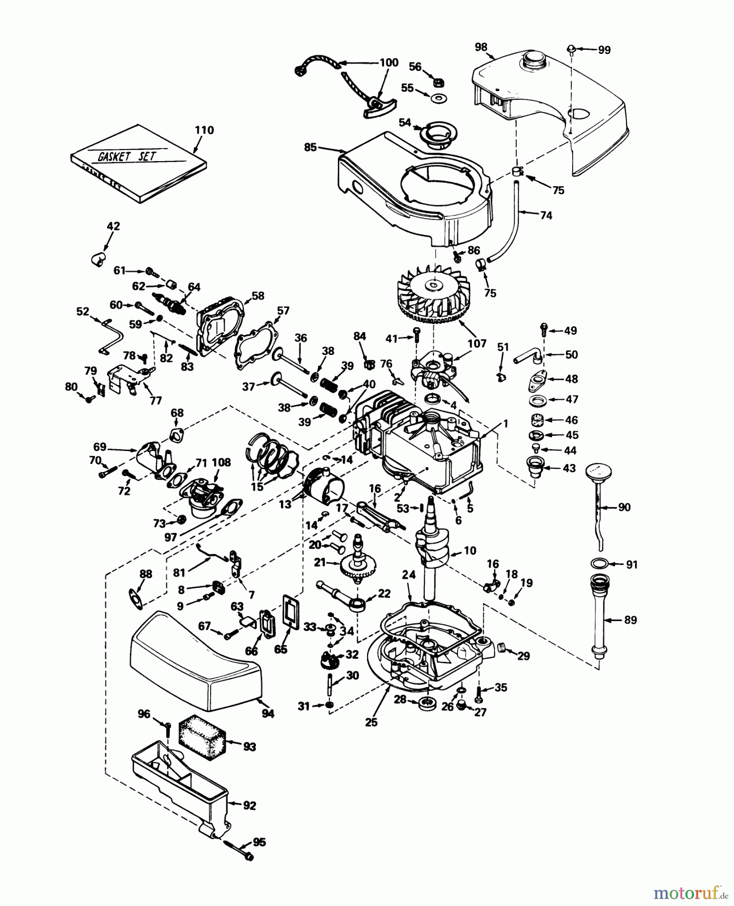 Toro Neu Mowers, Walk-Behind Seite 1 20673 - Toro Lawnmower, 1976 (6000001-6999999) ENGINE TECUMSEH MODEL NO. TNT 100-10046