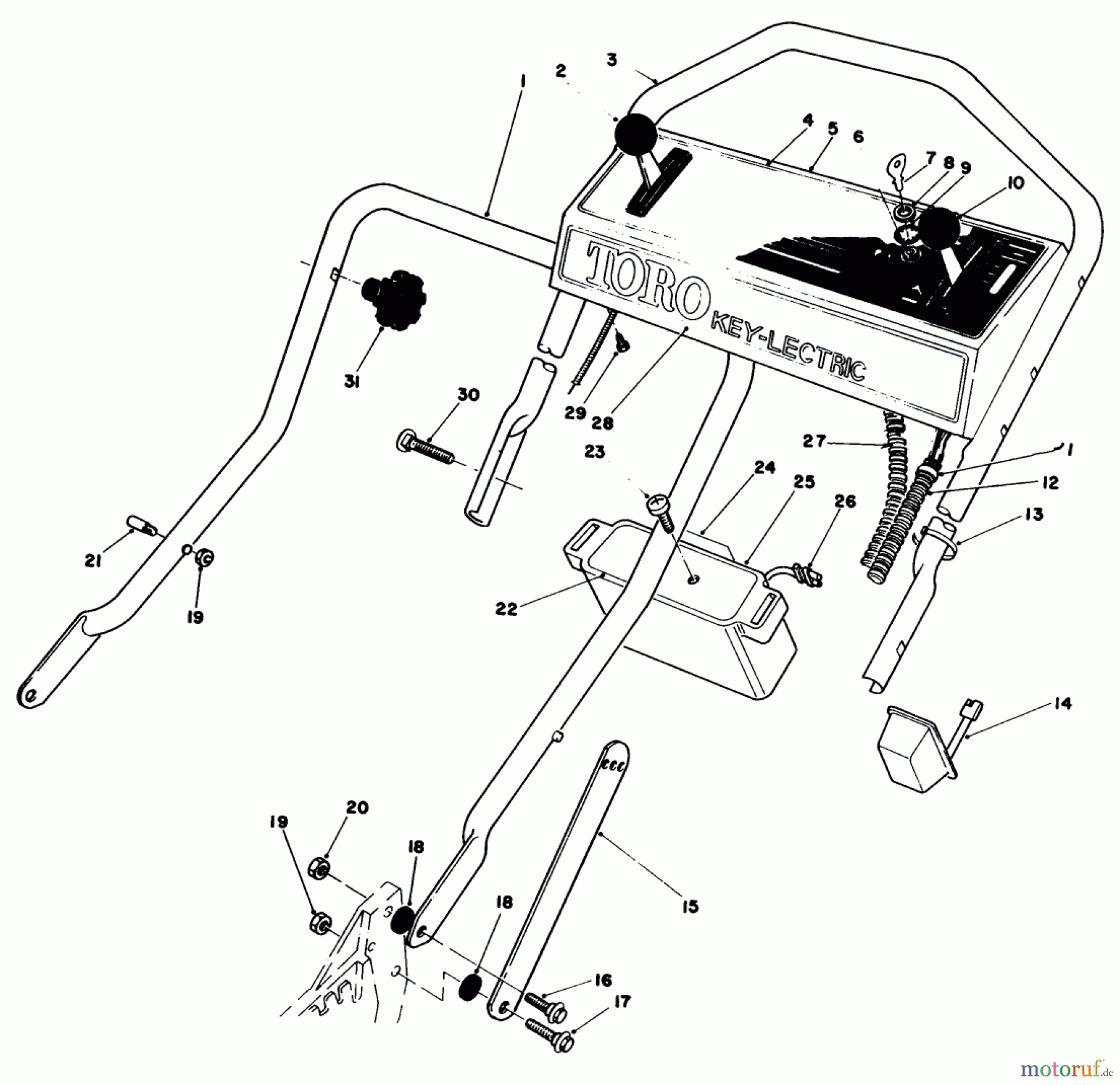  Toro Neu Mowers, Walk-Behind Seite 1 20676 - Toro Lawnmower, 1984 (4000001-4999999) HANDLE ASSEMBLY