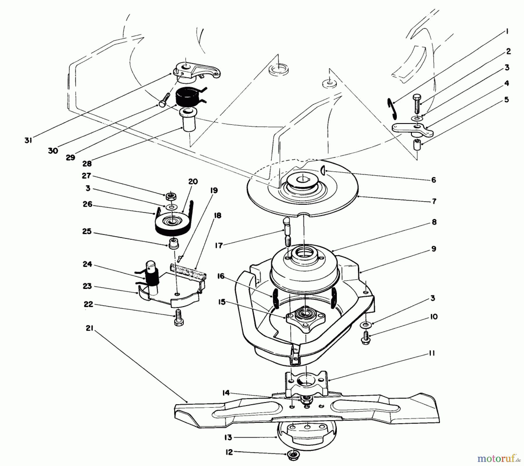  Toro Neu Mowers, Walk-Behind Seite 1 20676 - Toro Lawnmower, 1985 (5000001-5999999) BLADE BRAKE CLUTCH ASSEMBLY