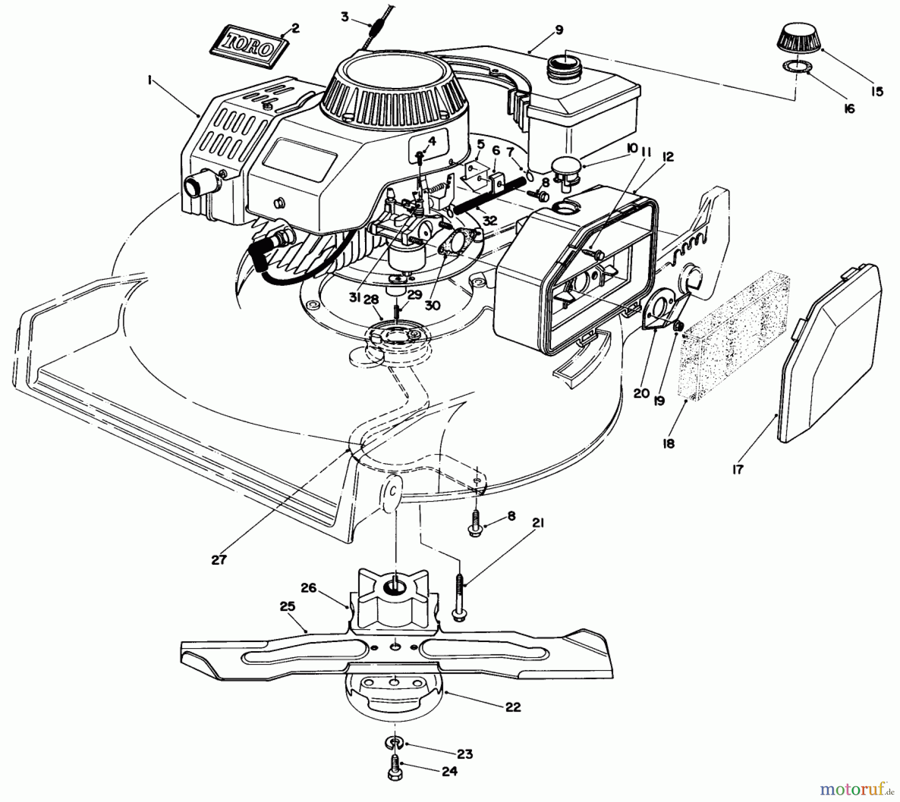  Toro Neu Mowers, Walk-Behind Seite 1 20680 - Toro Lawnmower, 1983 (3000001-3999999) ENGINE ASSEMBLY