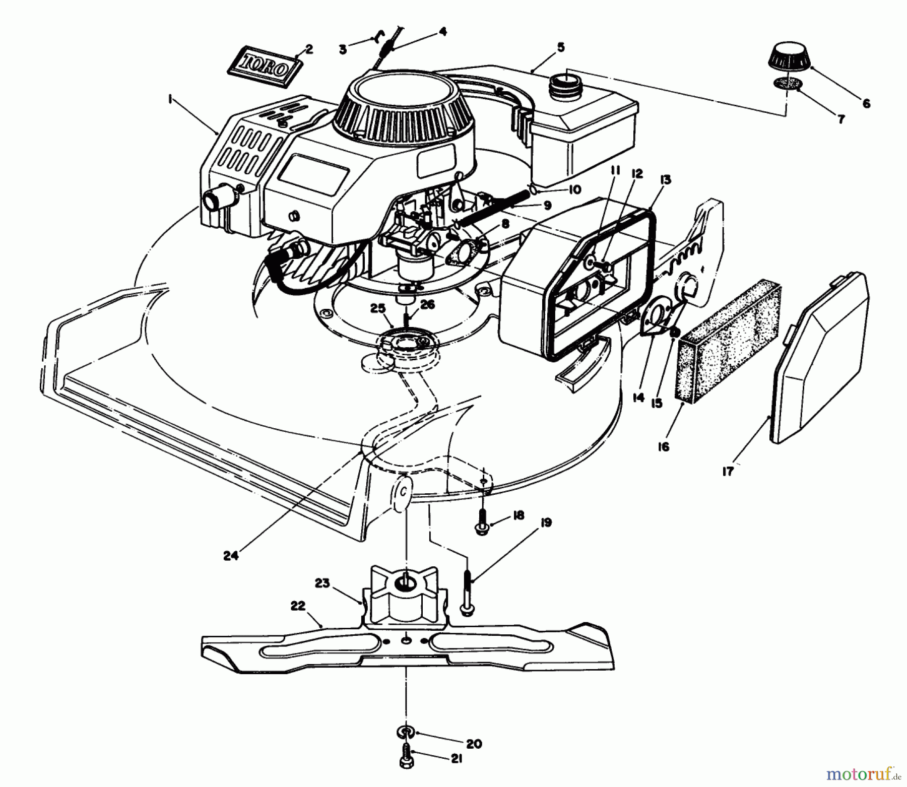  Toro Neu Mowers, Walk-Behind Seite 1 20680 - Toro Lawnmower, 1984 (4000001-4999999) ENGINE ASSEMBLY