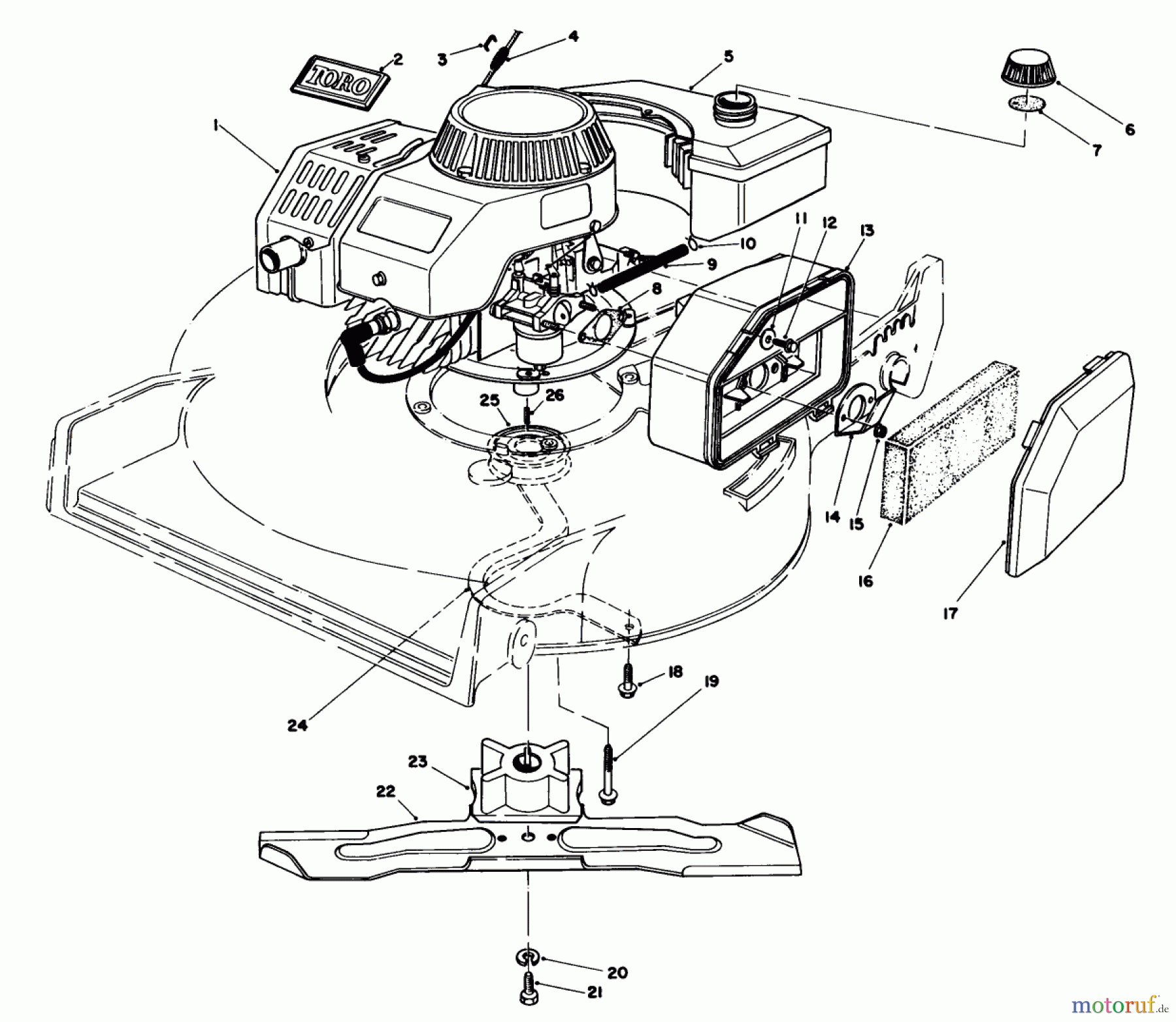  Toro Neu Mowers, Walk-Behind Seite 1 20680 - Toro Lawnmower, 1985 (5000001-5999999) ENGINE ASSEMBLY