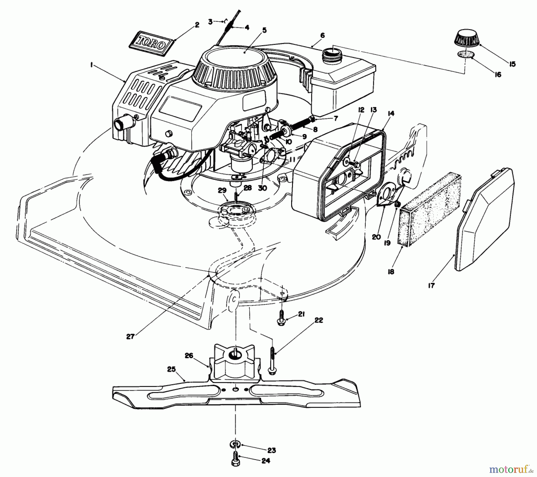  Toro Neu Mowers, Walk-Behind Seite 1 20680 - Toro Lawnmower, 1986 (6000001-6999999) ENGINE ASSEMBLY