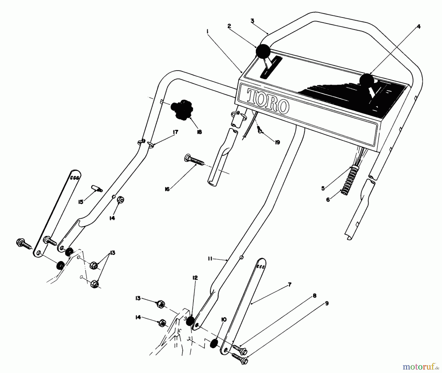  Toro Neu Mowers, Walk-Behind Seite 1 20680 - Toro Lawnmower, 1986 (6000001-6999999) HANDLE ASSEMBLY