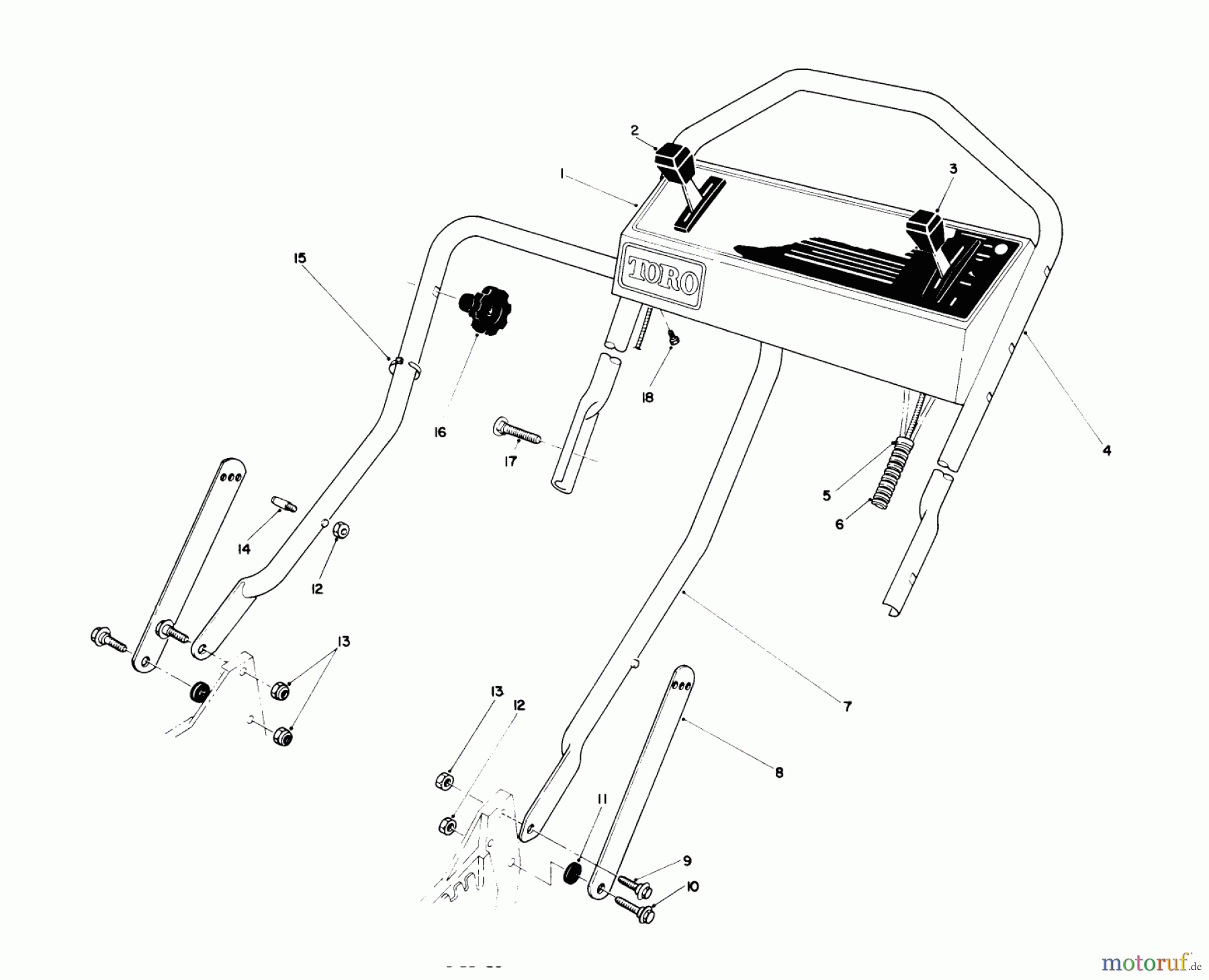  Toro Neu Mowers, Walk-Behind Seite 1 20680 - Toro Lawnmower, 1990 (0000001-0999999) HANDLE ASSEMBLY