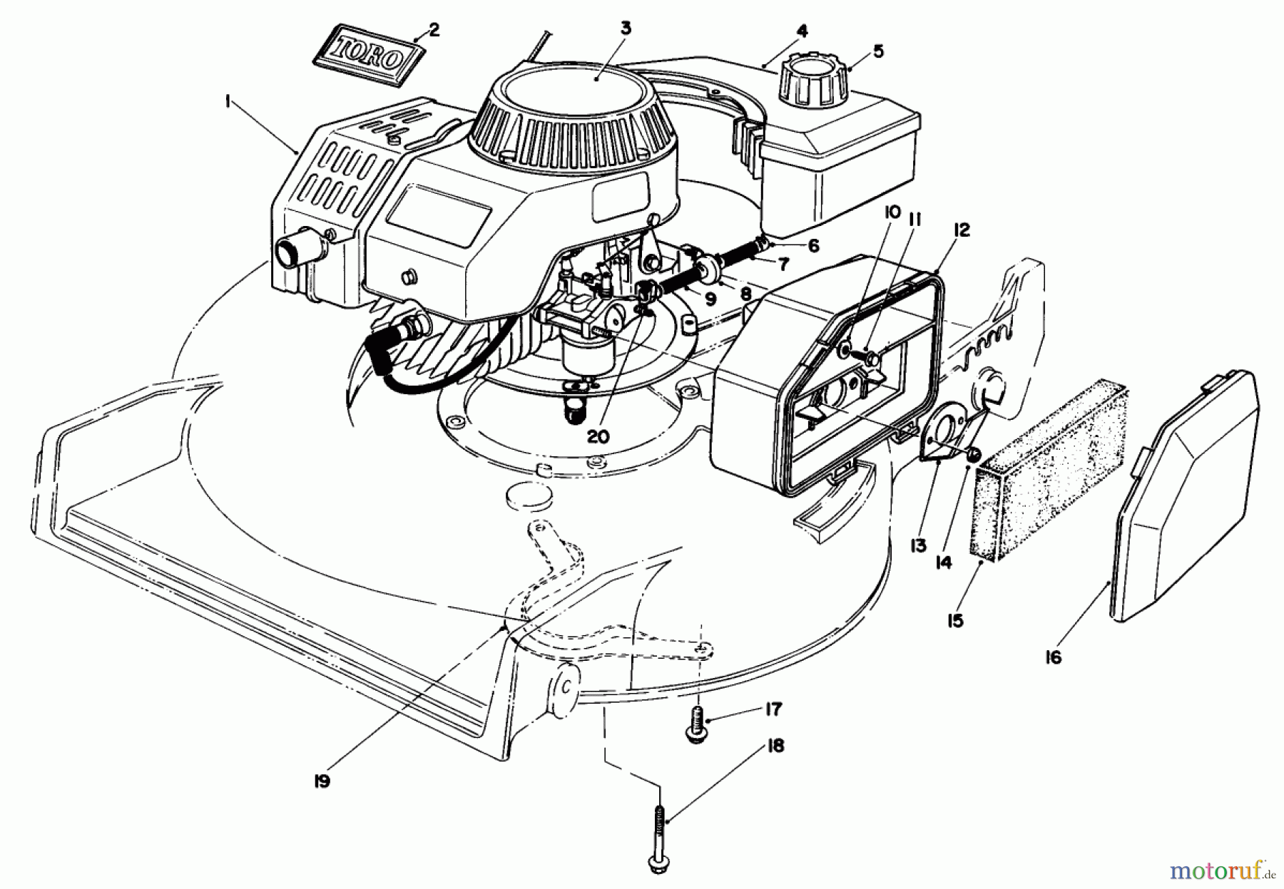  Toro Neu Mowers, Walk-Behind Seite 1 20684 - Toro Lawnmower, 1987 (7000001-7999999) ENGINE ASSEMBLY