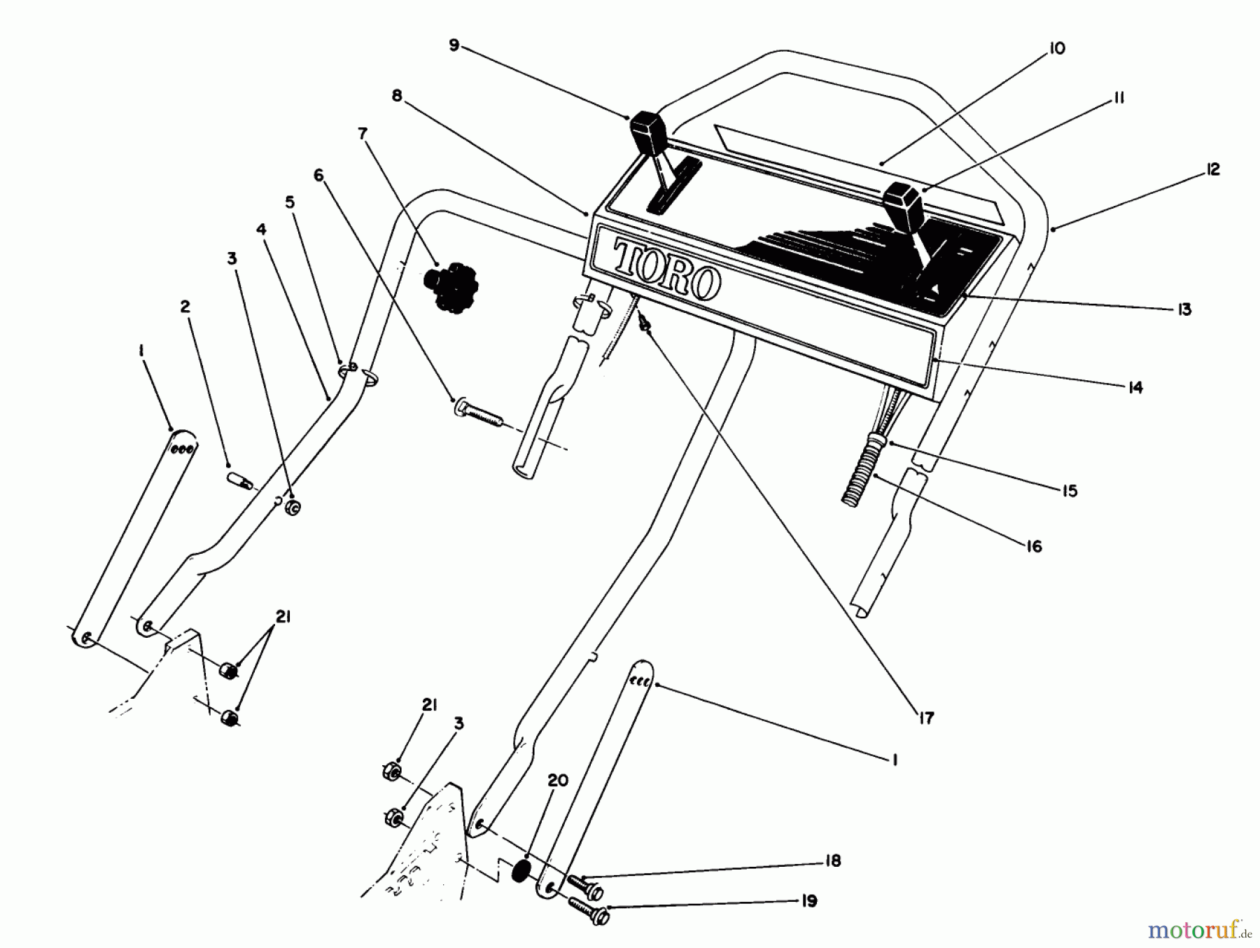  Toro Neu Mowers, Walk-Behind Seite 1 20684C - Toro Lawnmower, 1989 (9000001-9999999) HANDLE ASSEMBLY