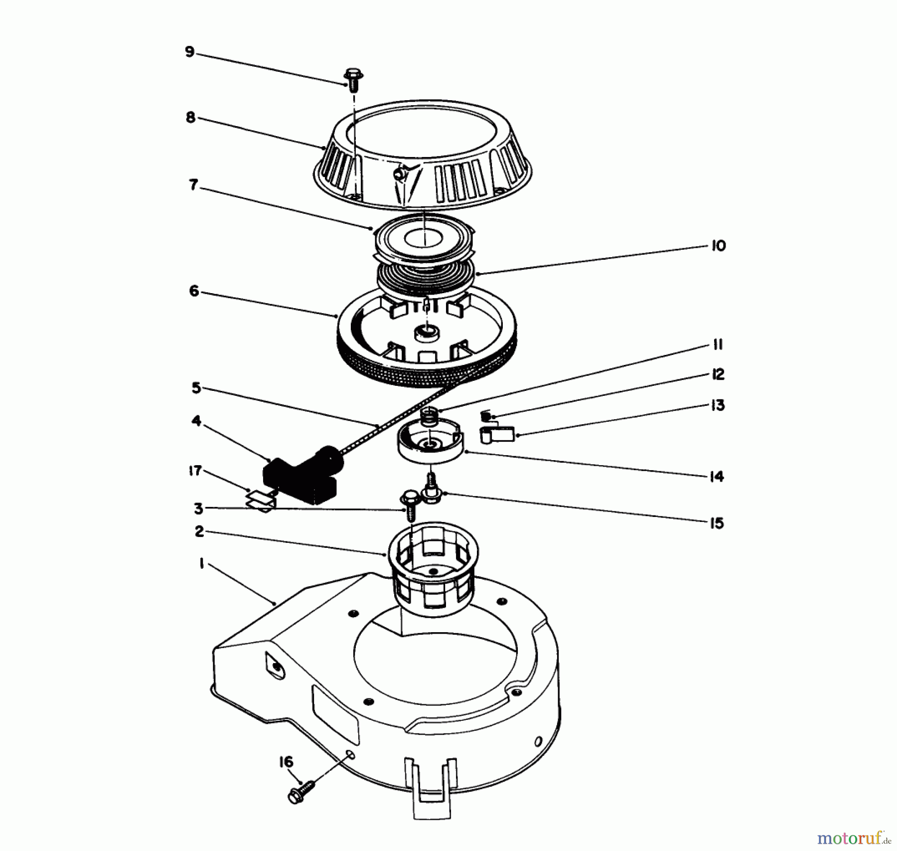  Toro Neu Mowers, Walk-Behind Seite 1 20684C - Toro Lawnmower, 1989 (9000001-9999999) RECOIL ASSEMBLY (ENGINE MODEL NO. 47PJ8) (ENGINE MODEL NO. 47PH7)