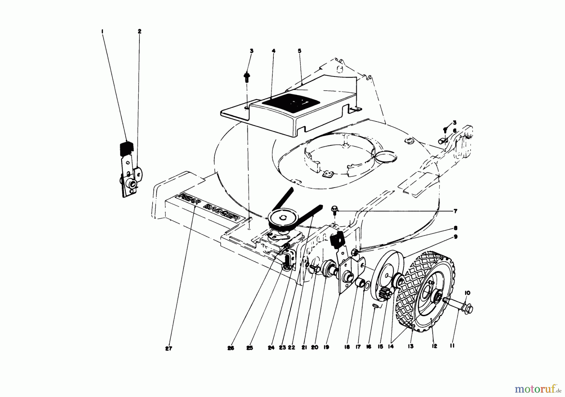  Toro Neu Mowers, Walk-Behind Seite 1 20690 - Toro Lawnmower, 1978 (8000001-8999999) FRONT WHEEL AND PIVOT ARM ASSEMBLY
