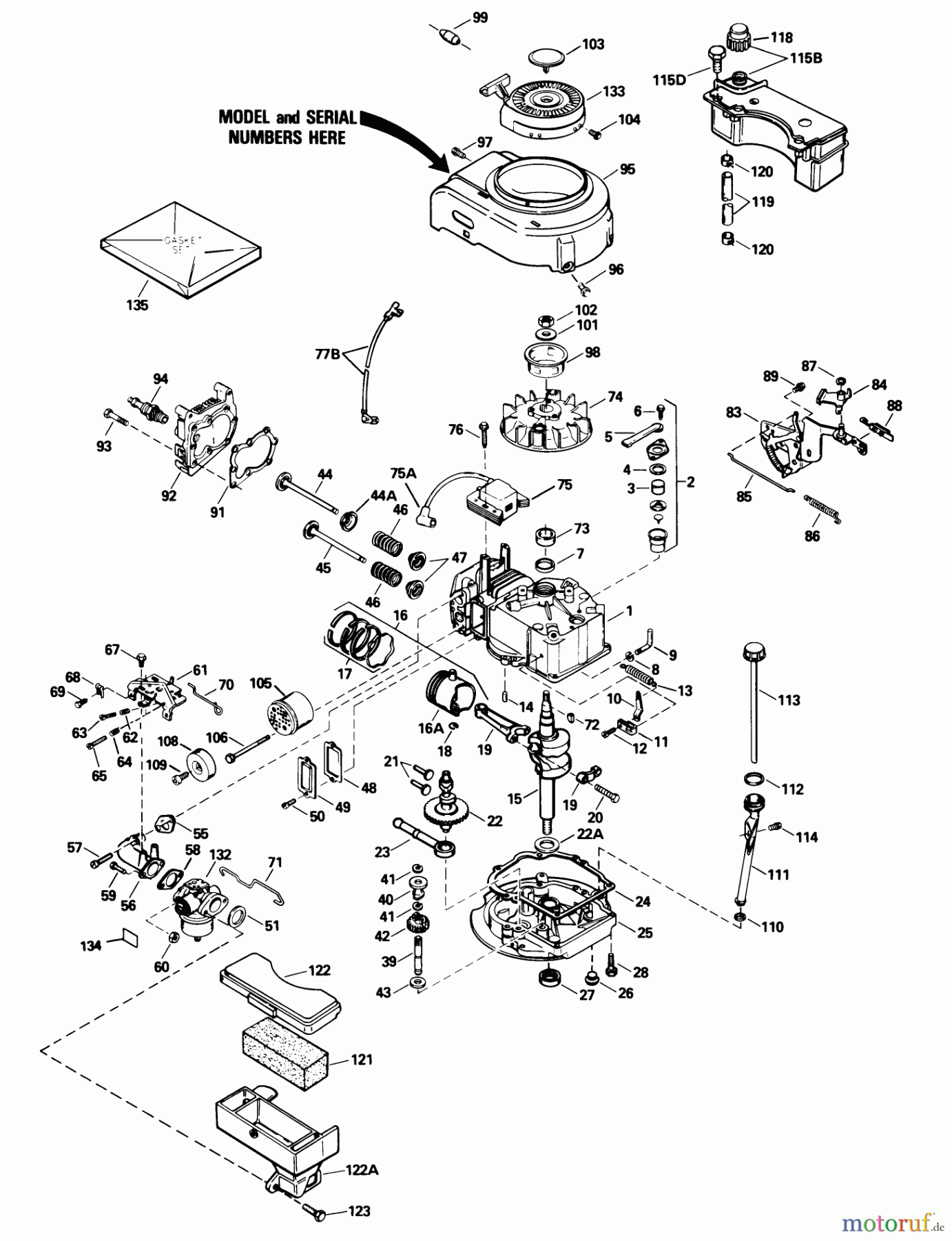  Toro Neu Mowers, Walk-Behind Seite 1 20692 - Toro Lawnmower, 1990 (0000001-0999999) ENGINE MODEL NO. TVS100-44015B