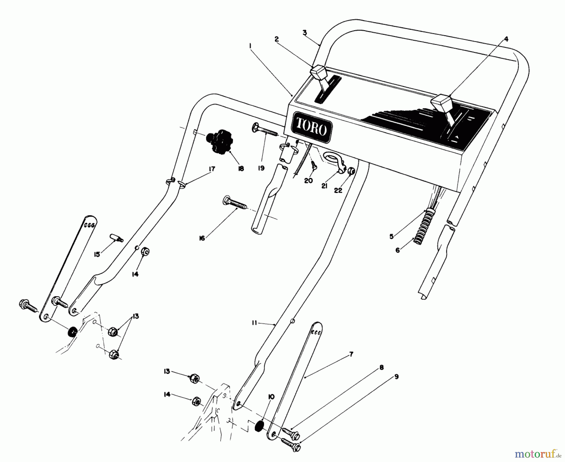  Toro Neu Mowers, Walk-Behind Seite 1 20692 - Toro Lawnmower, 1990 (0000001-0999999) HANDLE ASSEMBLY
