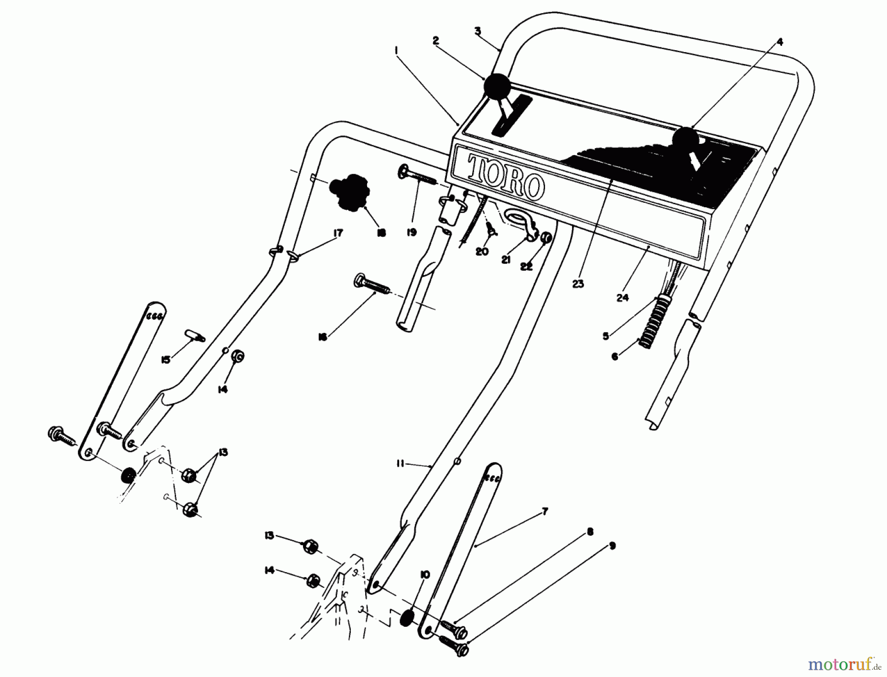  Toro Neu Mowers, Walk-Behind Seite 1 20692C - Toro Lawnmower, 1988 (8000001-8999999) HANDLE ASSEMBLY
