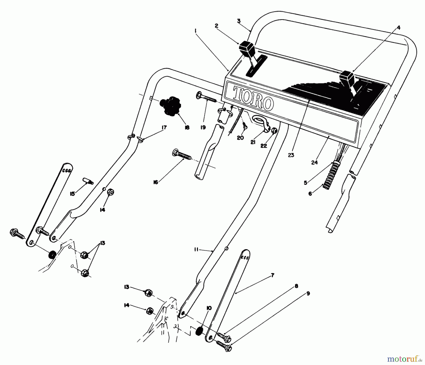  Toro Neu Mowers, Walk-Behind Seite 1 20692C - Toro Lawnmower, 1989 (9000001-9999999) HANDLE ASSEMBLY