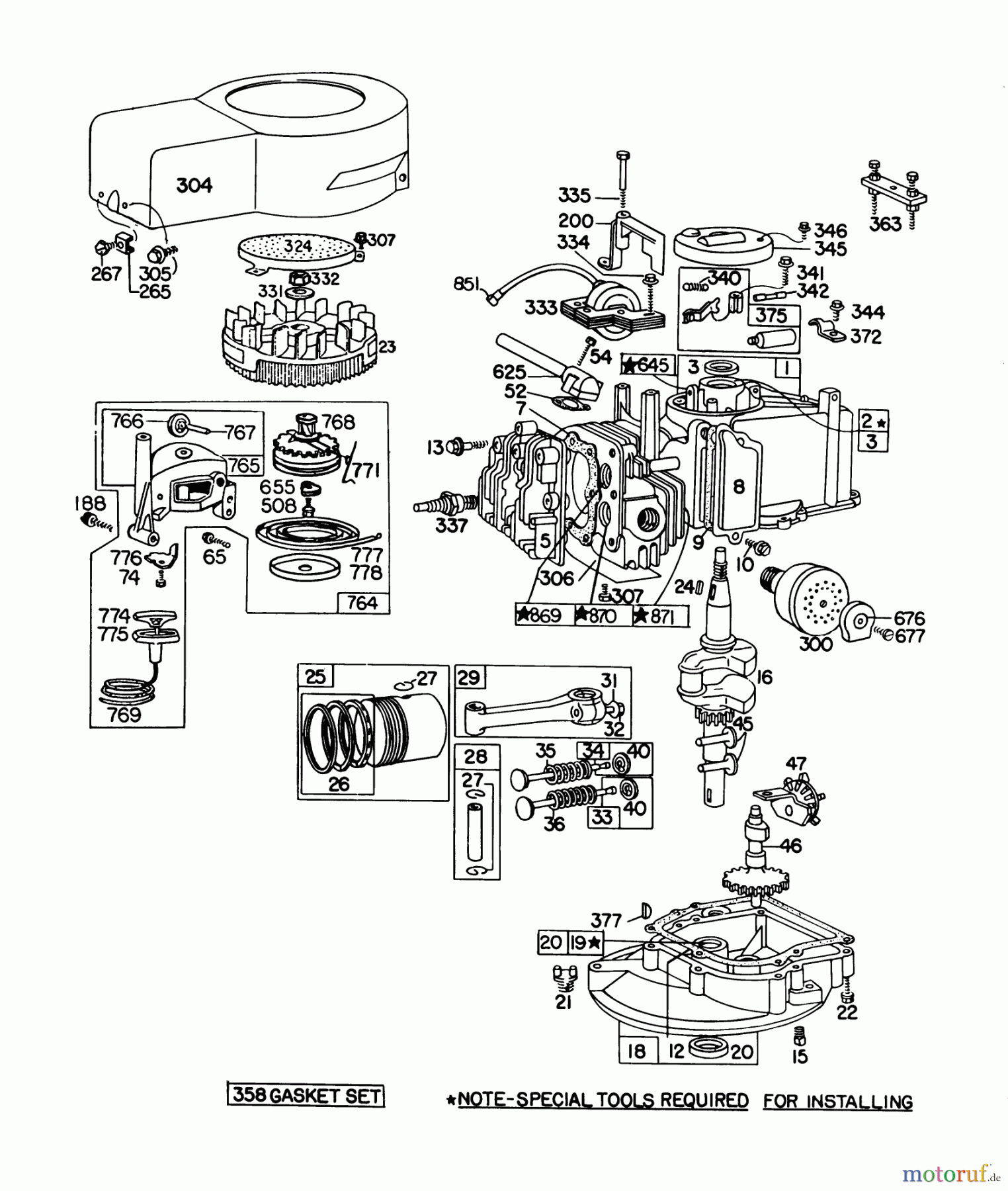  Toro Neu Mowers, Walk-Behind Seite 1 20698 - Toro Lawnmower, 1978 (8000001-8999999) ENGINE BRIGGS & STRATTON MODEL NO. 92908-1879-01