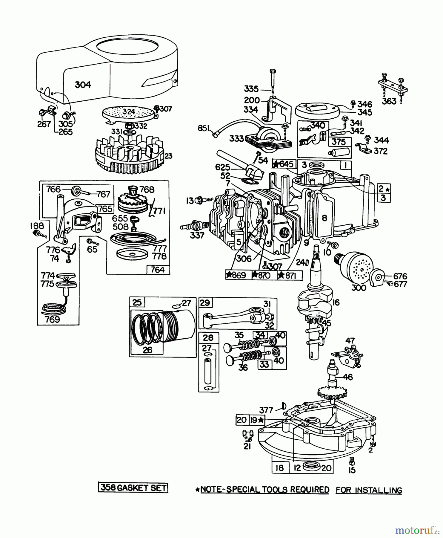  Toro Neu Mowers, Walk-Behind Seite 1 20698 - Toro Lawnmower, 1978 (8000001-8999999) ENGINE BRIGGS & STRATTON MODEL NO. 92908-1934-01